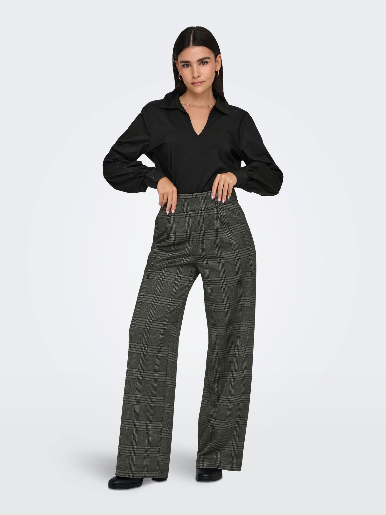 JDY | JDYGEGGO MIA LONG CHECK PANT JRS NOOS | XL/32 | granite grey