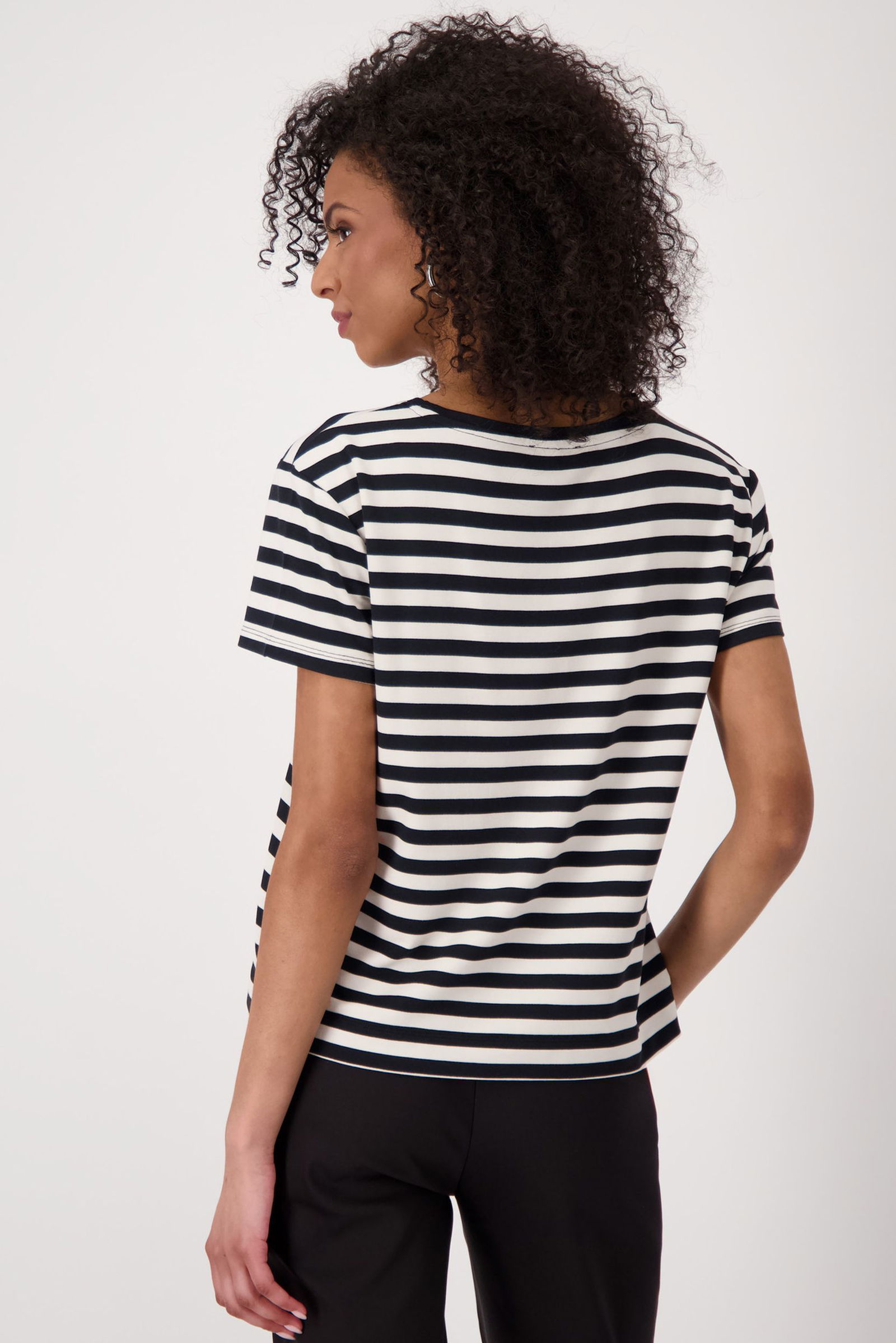 Monari |  T-Shirt, schwarz Ringel | 38 | schwarz ringel