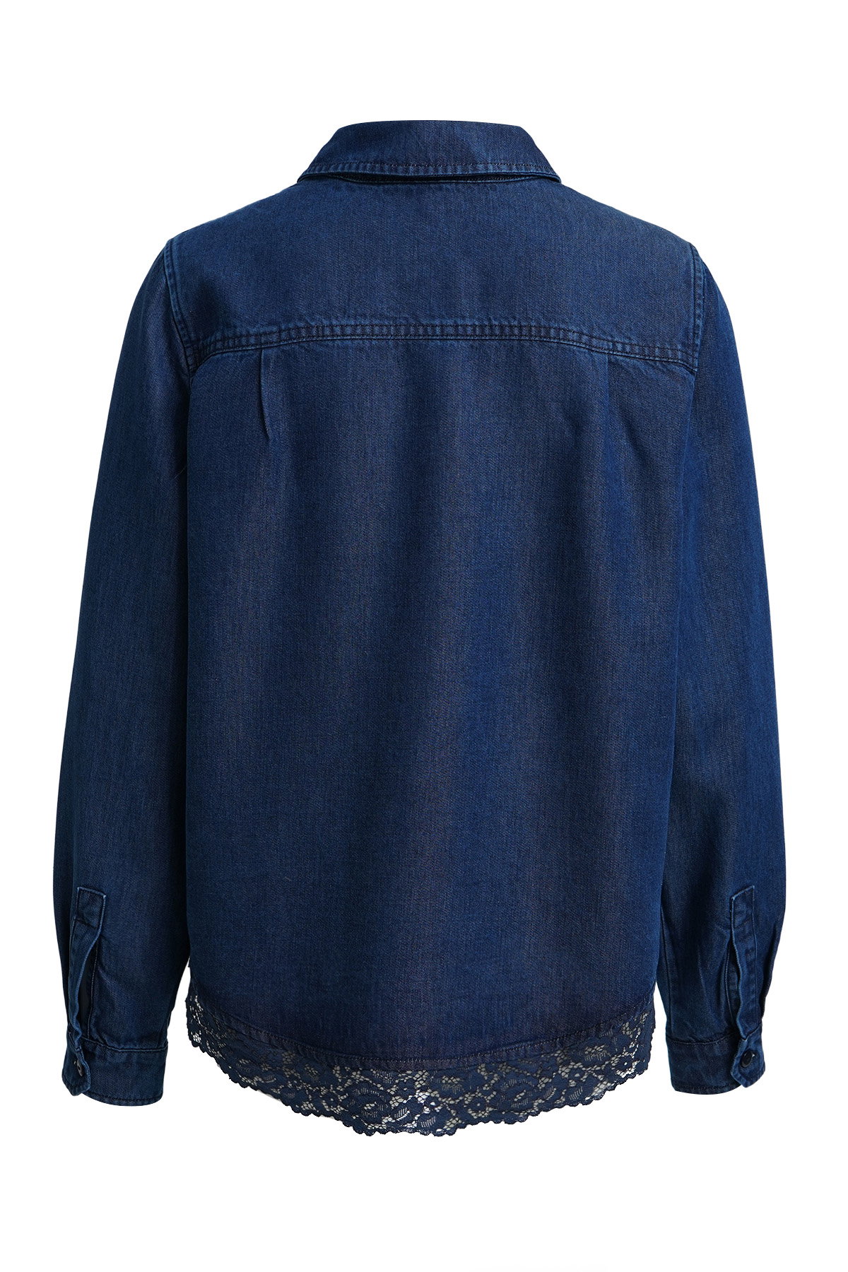 SHIRT WITH CHEST POCKET LACE AT HEM, DARK DENIM #6