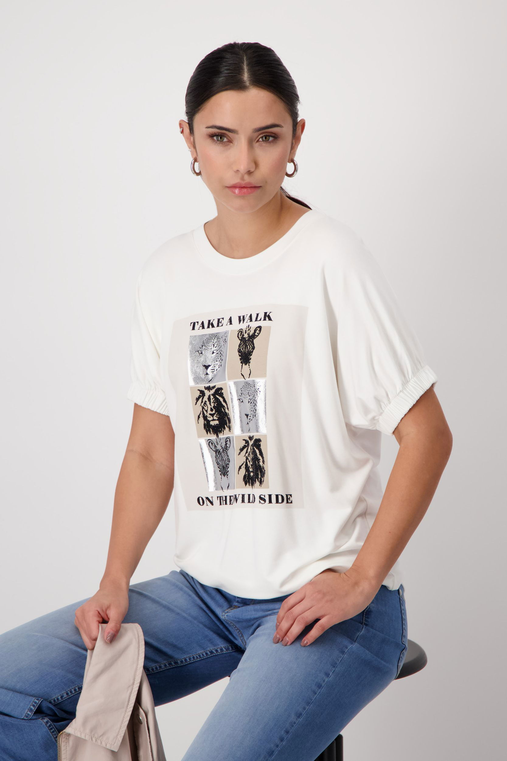 Monari |  T-Shirt, off-white | 44 | off-white