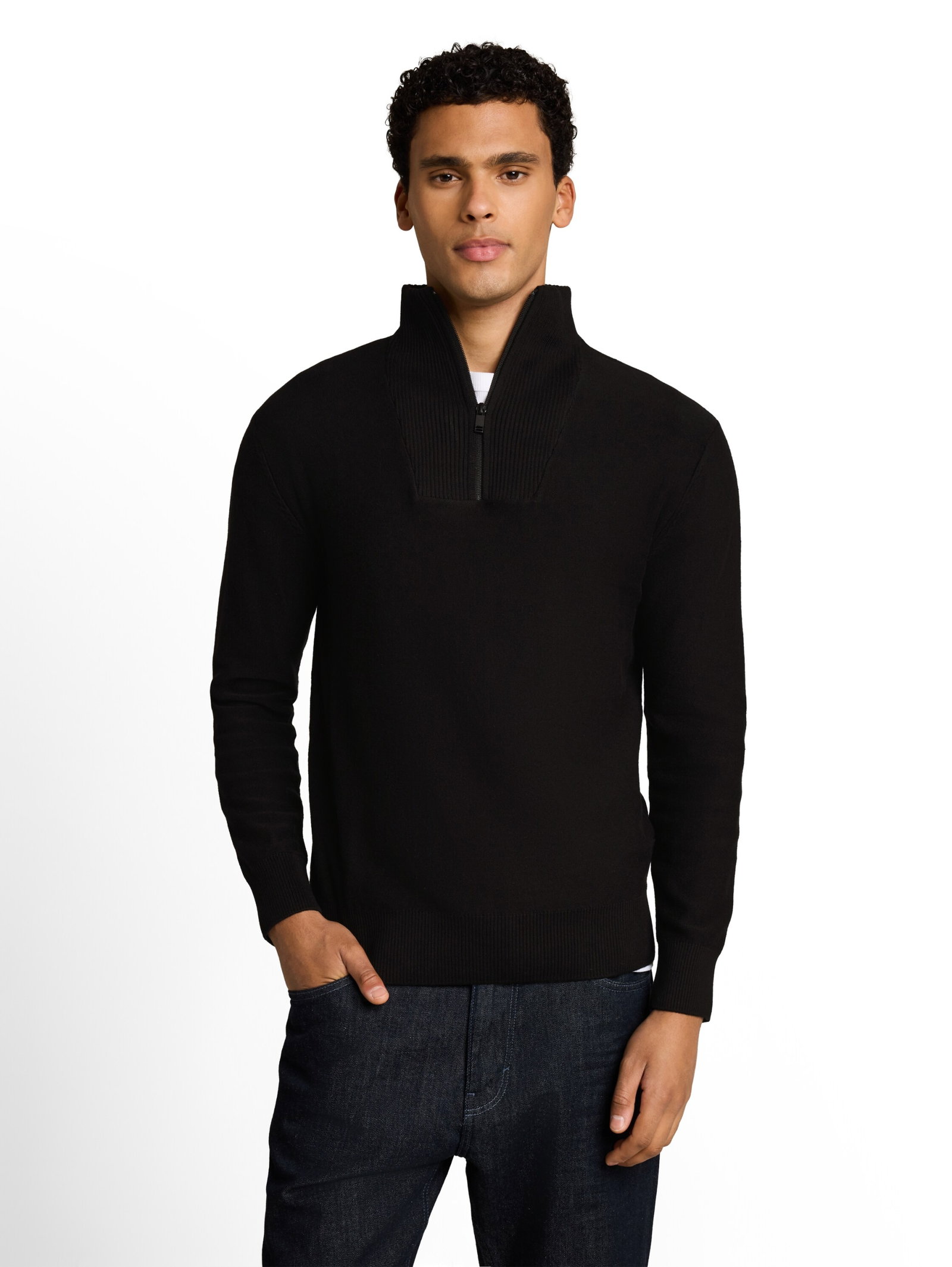 basic knit troyer, Black #6