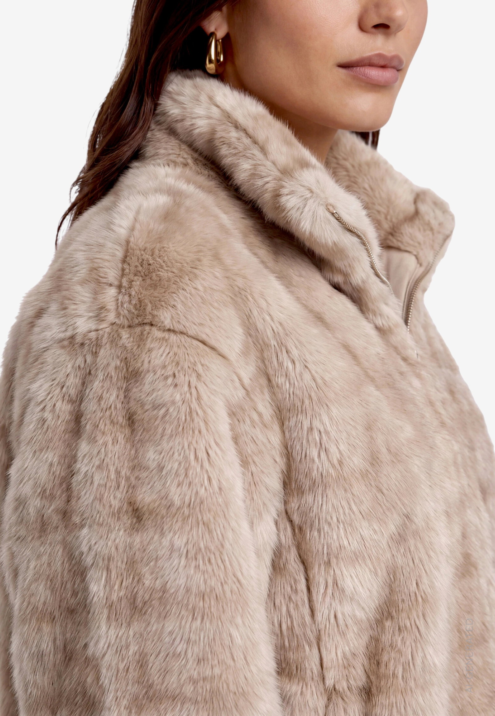 Jacke Plüsch, Cream/Brown #5