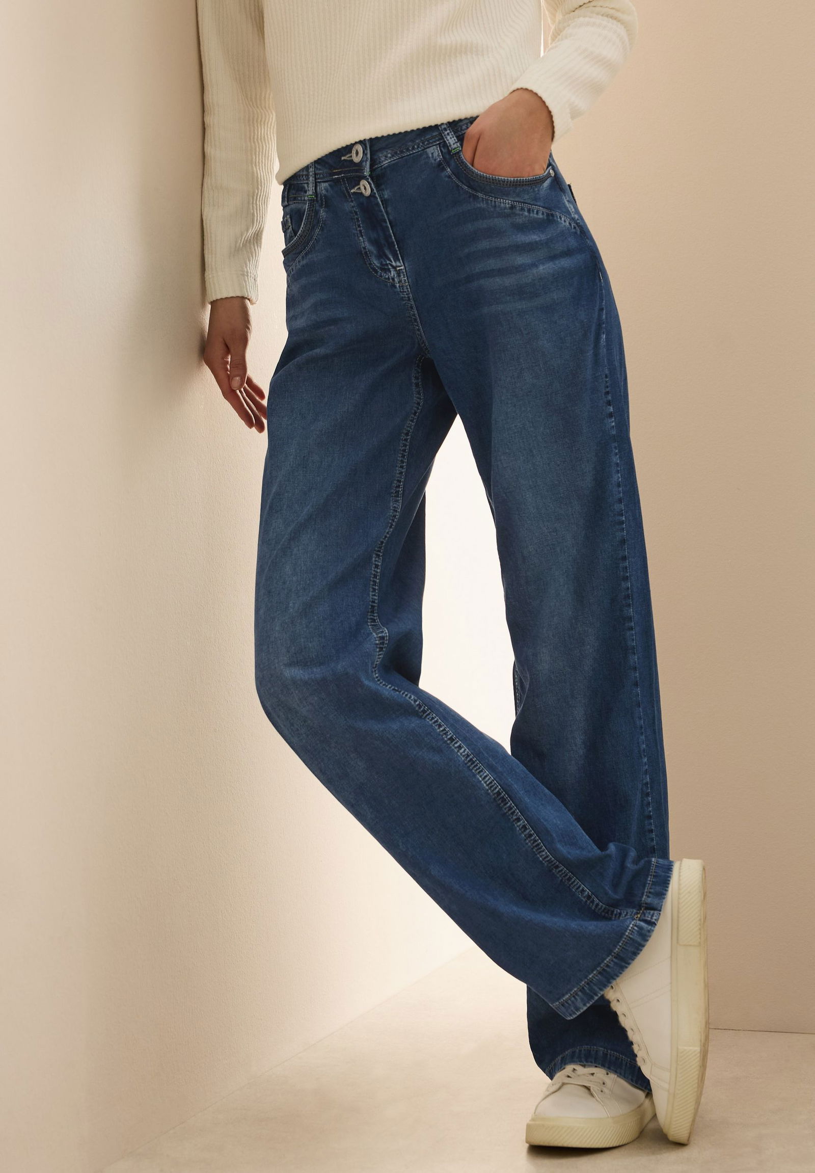 CECIL |  CECIL Schlaghose  | 33/30 | mid blue used wash