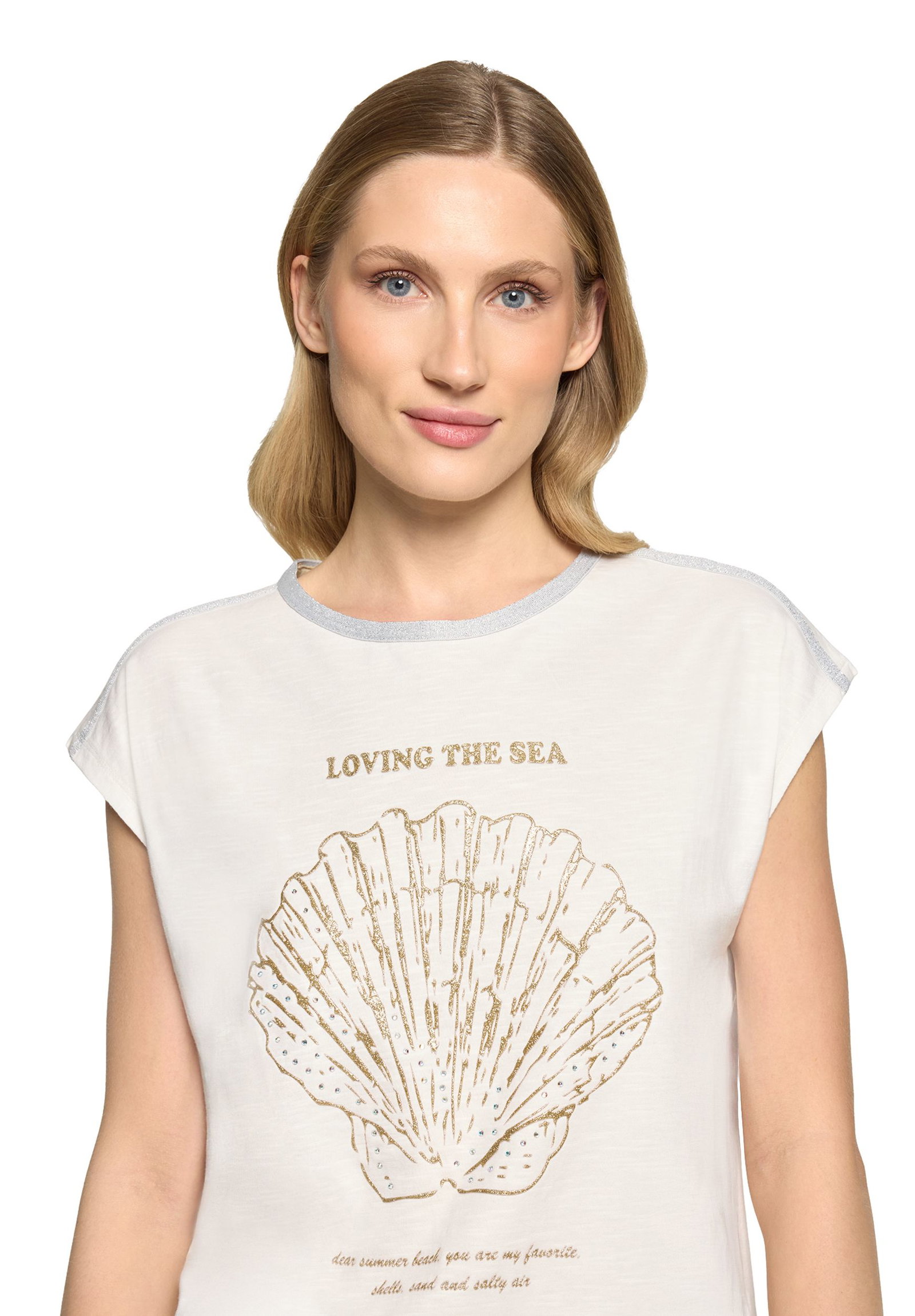 Cartoon |  Rundhals-Shirt | 36 | patch cream/gold