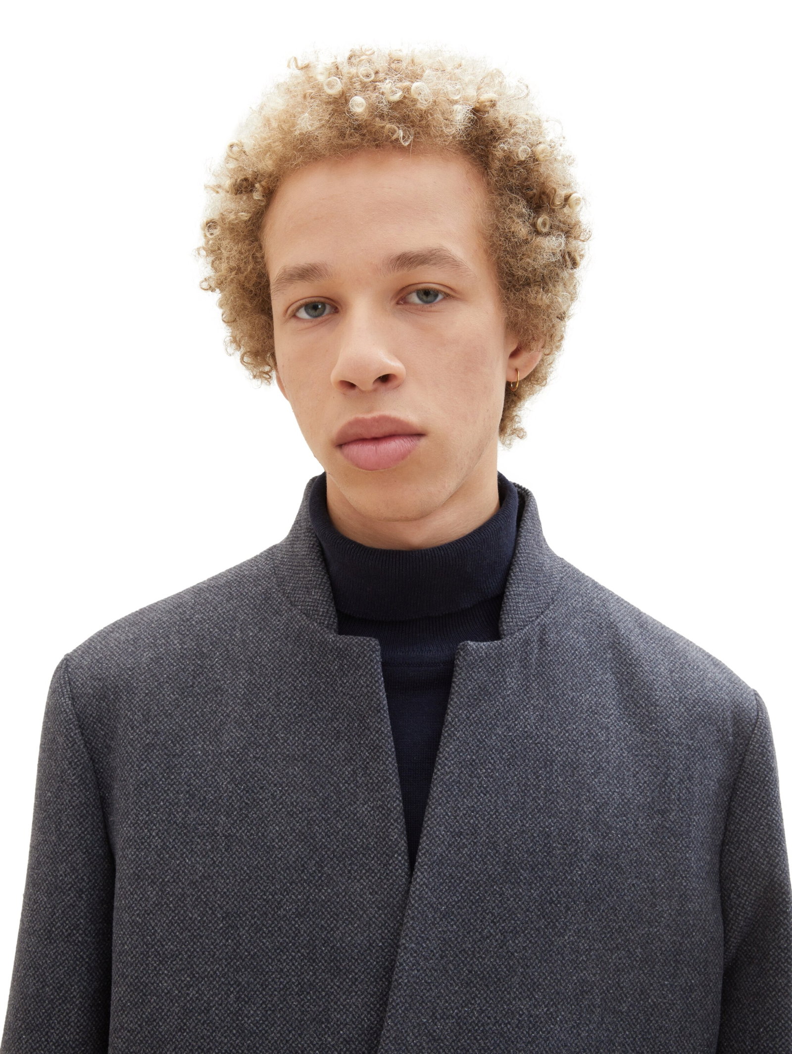 three button wool coat, blueish salt and pepper #6