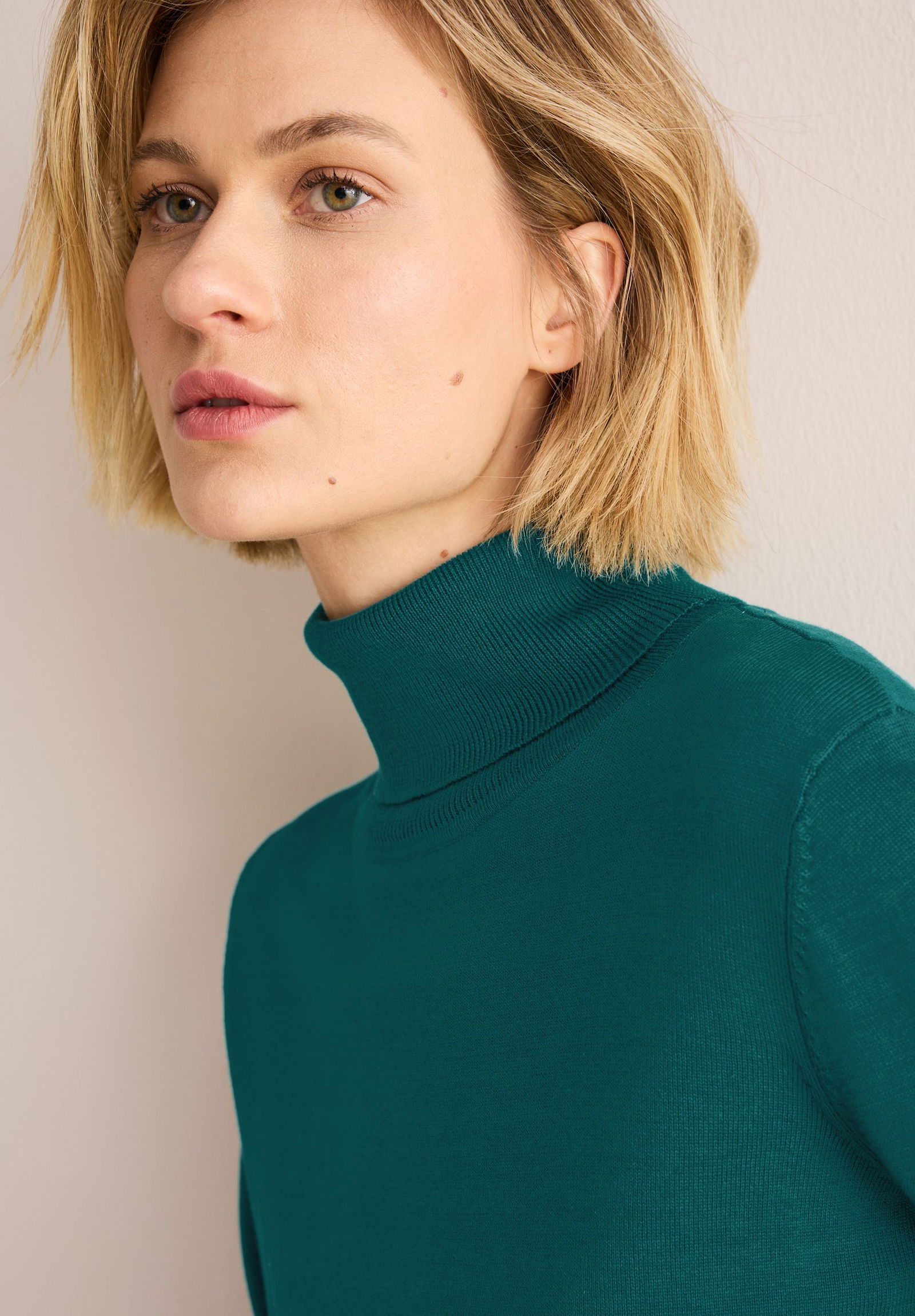 CECIL Rollkragenpullover petrol green XL NEW-839385