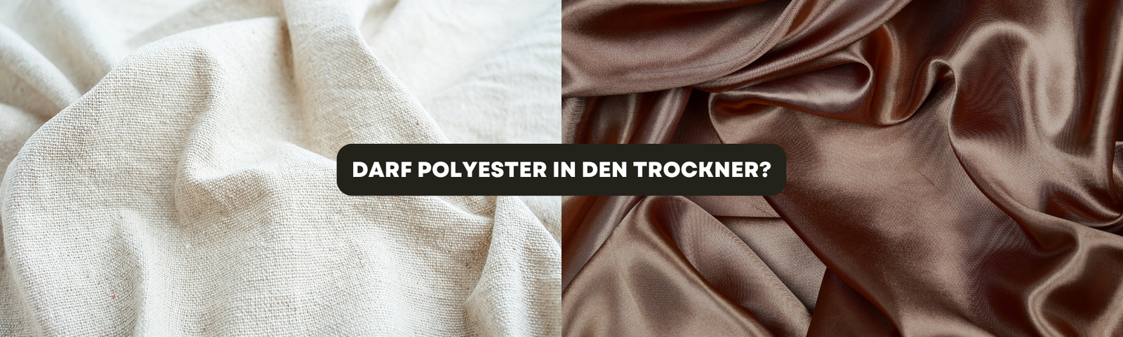 Helle und dunkle Stoffe nebeneinander mit der Frage: Darf Polyester in den Trockner