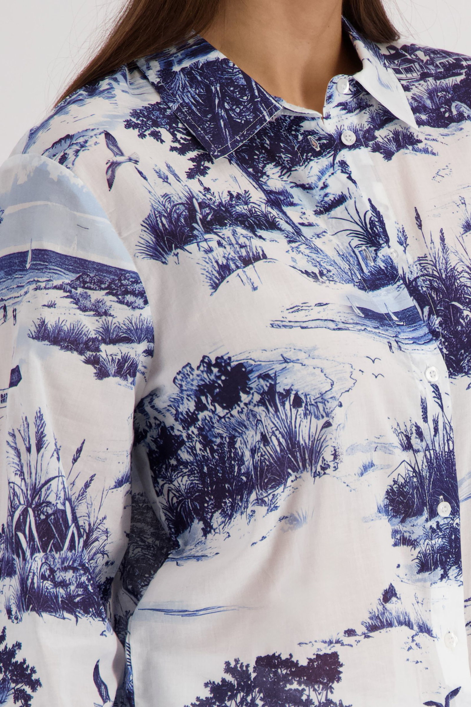 Monari |  Monari Druckbluse  | 36 | marine gemustert