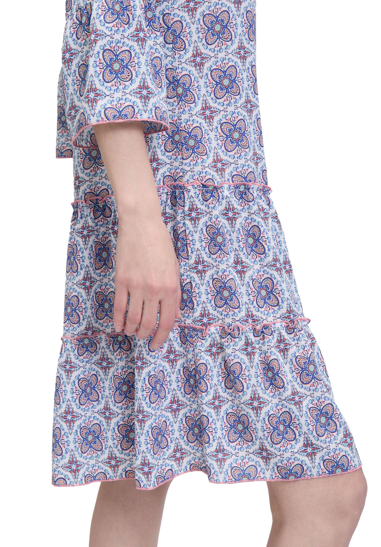  |  Kleid Kurz 3/4 Arm, Blue/Apricot | 42 | blue/apricot