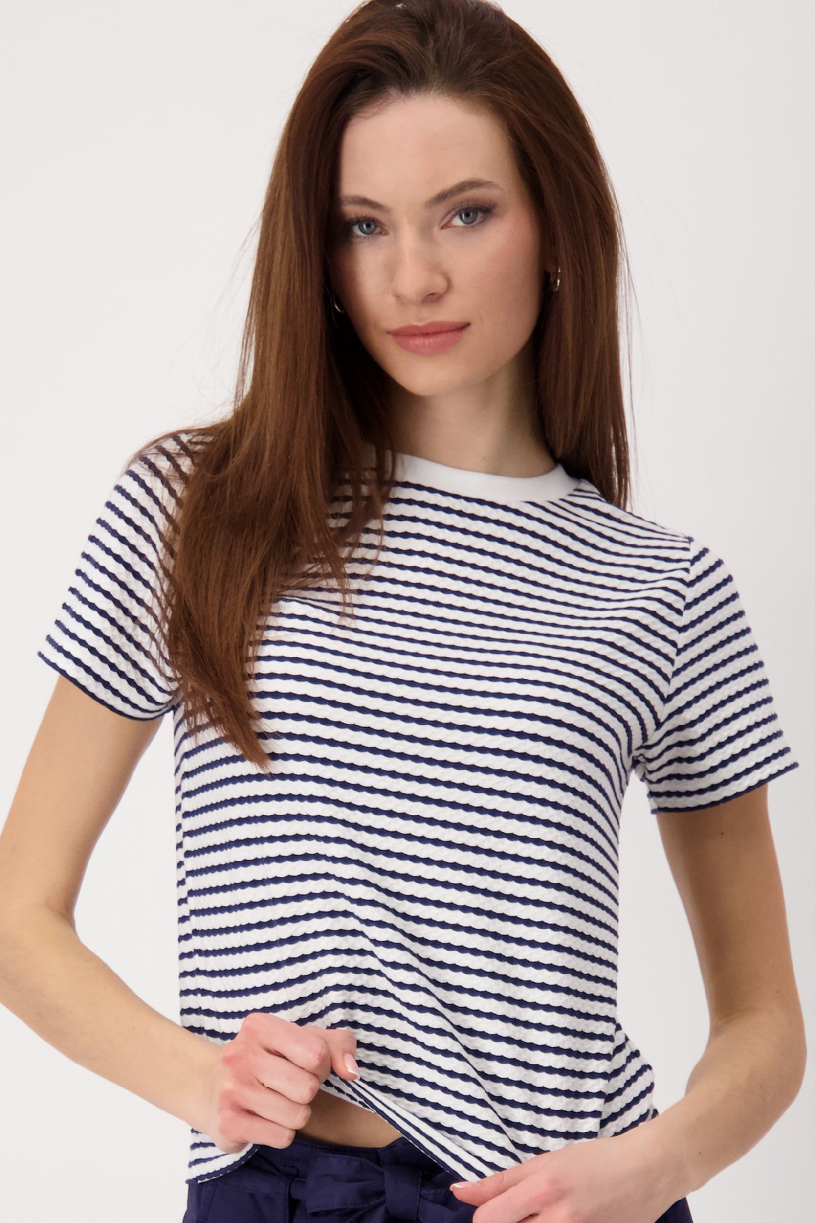 Monari |  T-Shirt, red ringel | 38