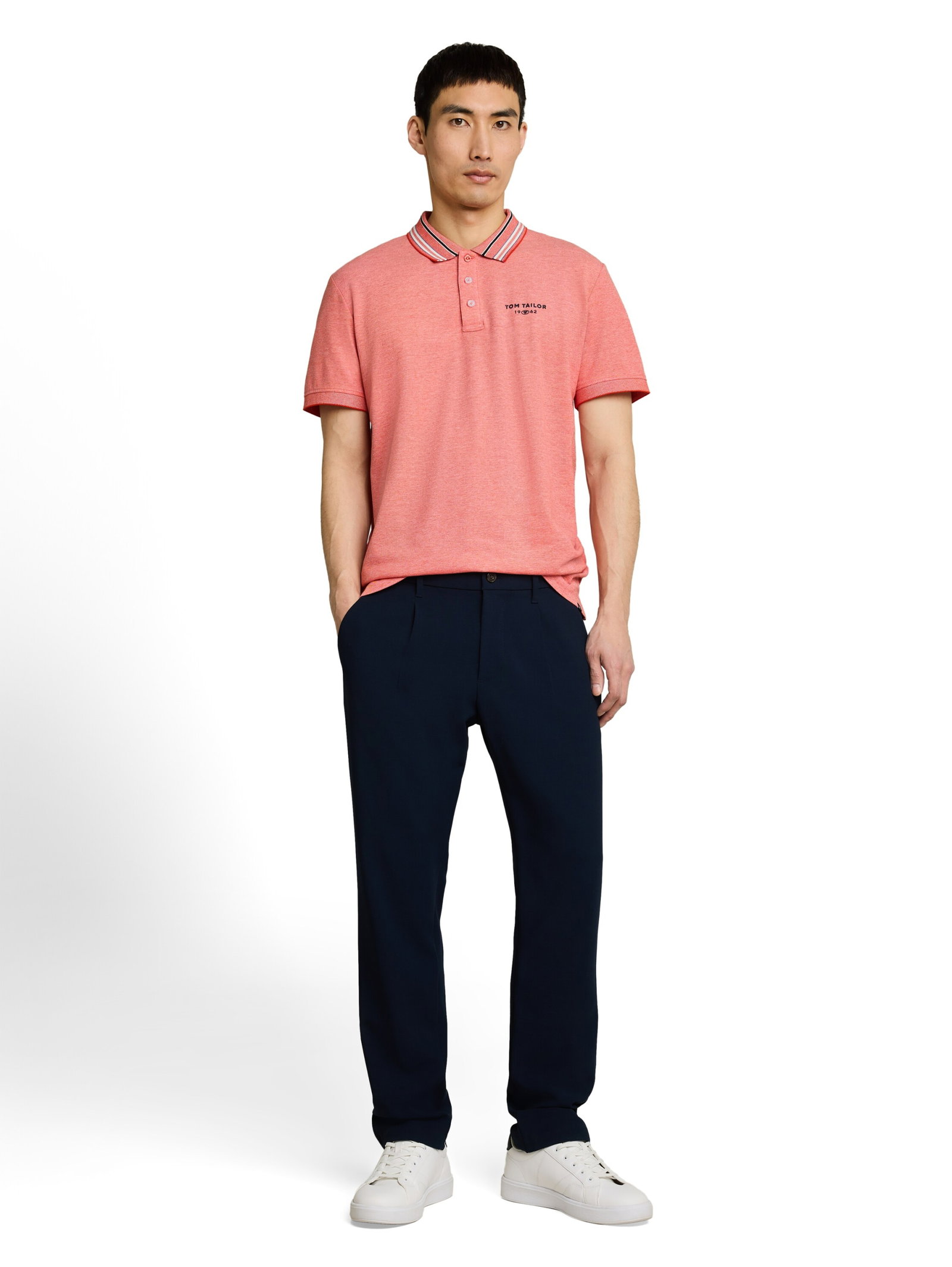contrast polo, orange red #3