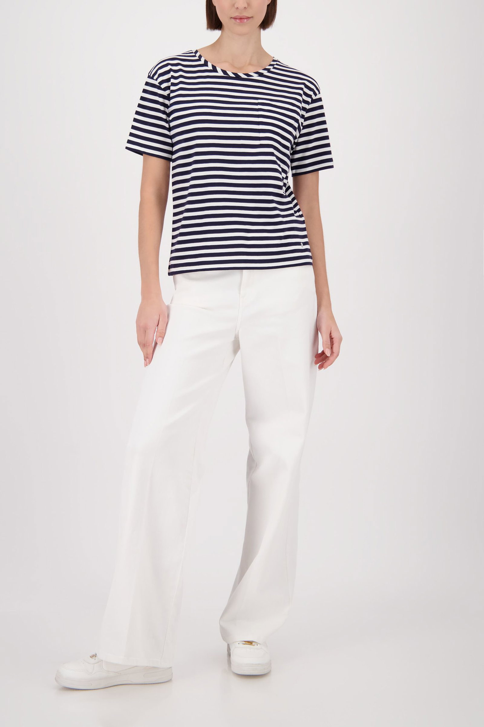 Monari |  T-Shirt, marine ringel | 42