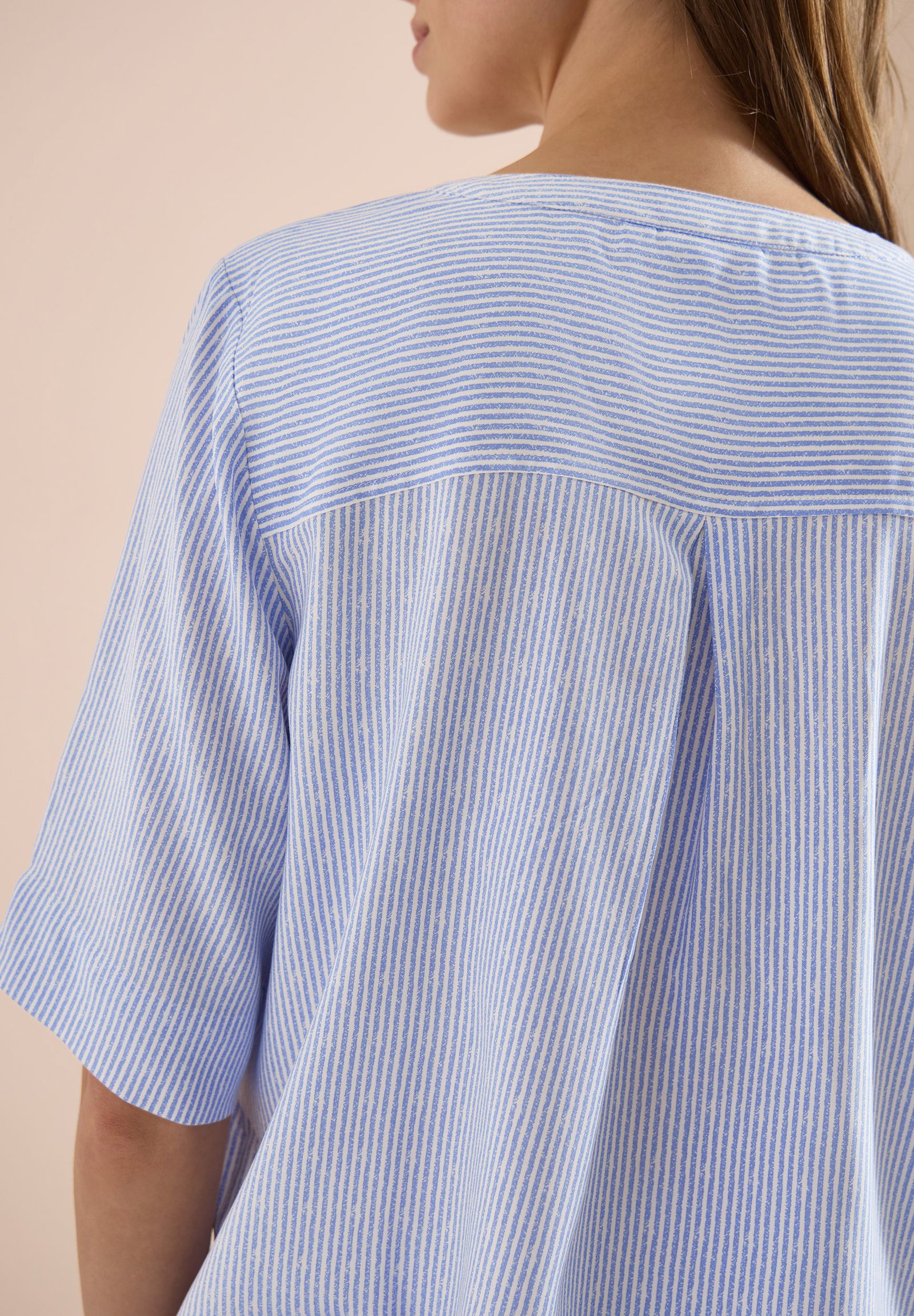 |  TOS Printed Stripe Blouse, blouse blue | L | blouse blue