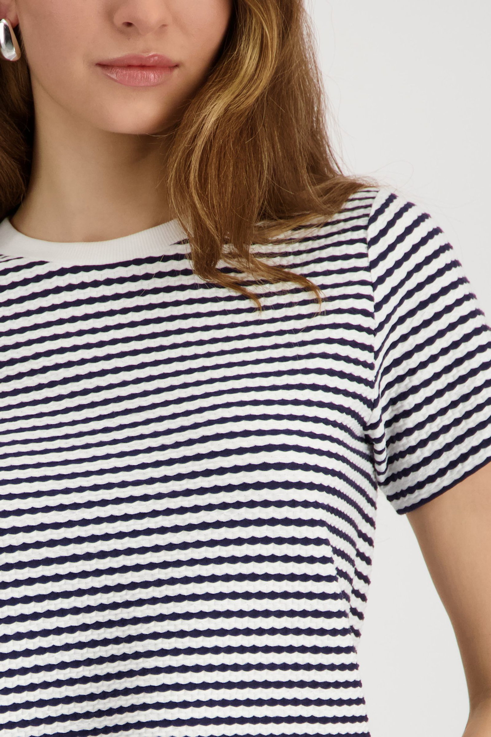 Monari |  T-Shirt, marine ringel | 36