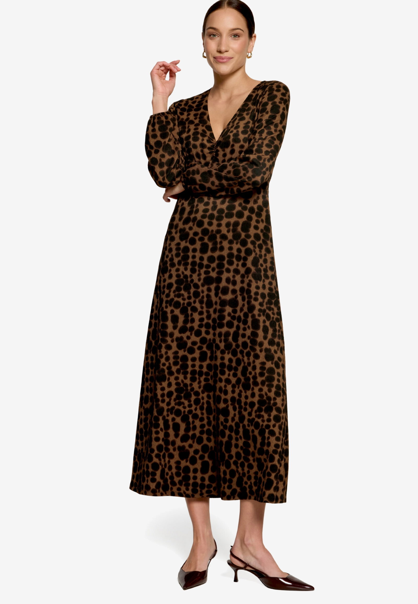 Kleid Lang 1/2 Arm, Brown/Black #2