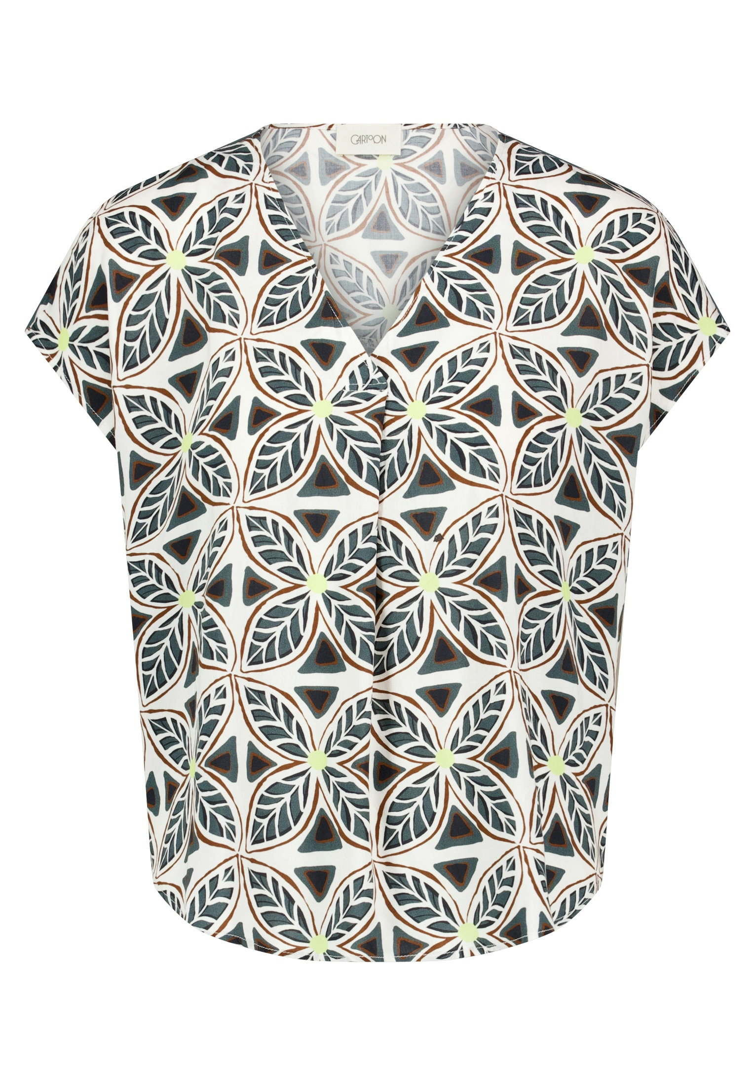 Bluse Kurz 1/2 Arm, Nature/Grey #1
