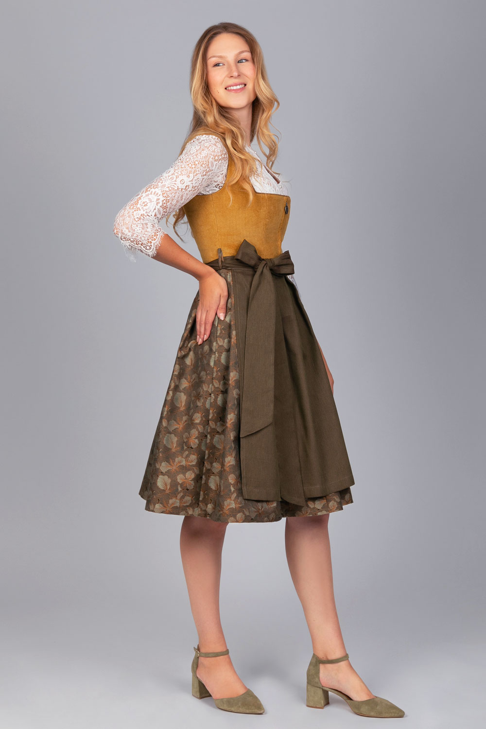 Edelnice Midi Dirndl Hanna Cord Gelb #7