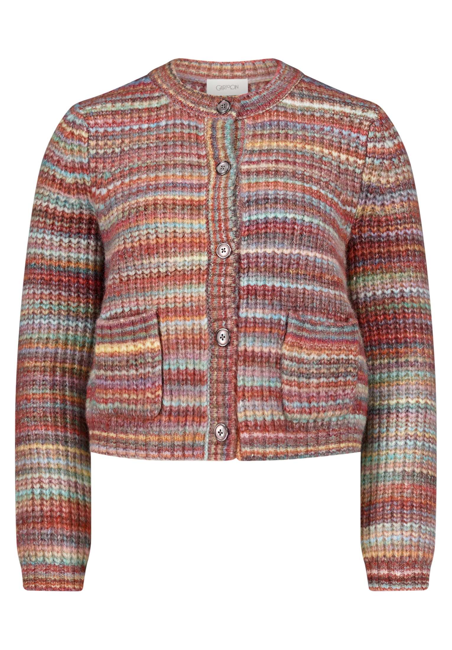 Strickjacke Kurz 1/1 Arm, Pink/Green #1