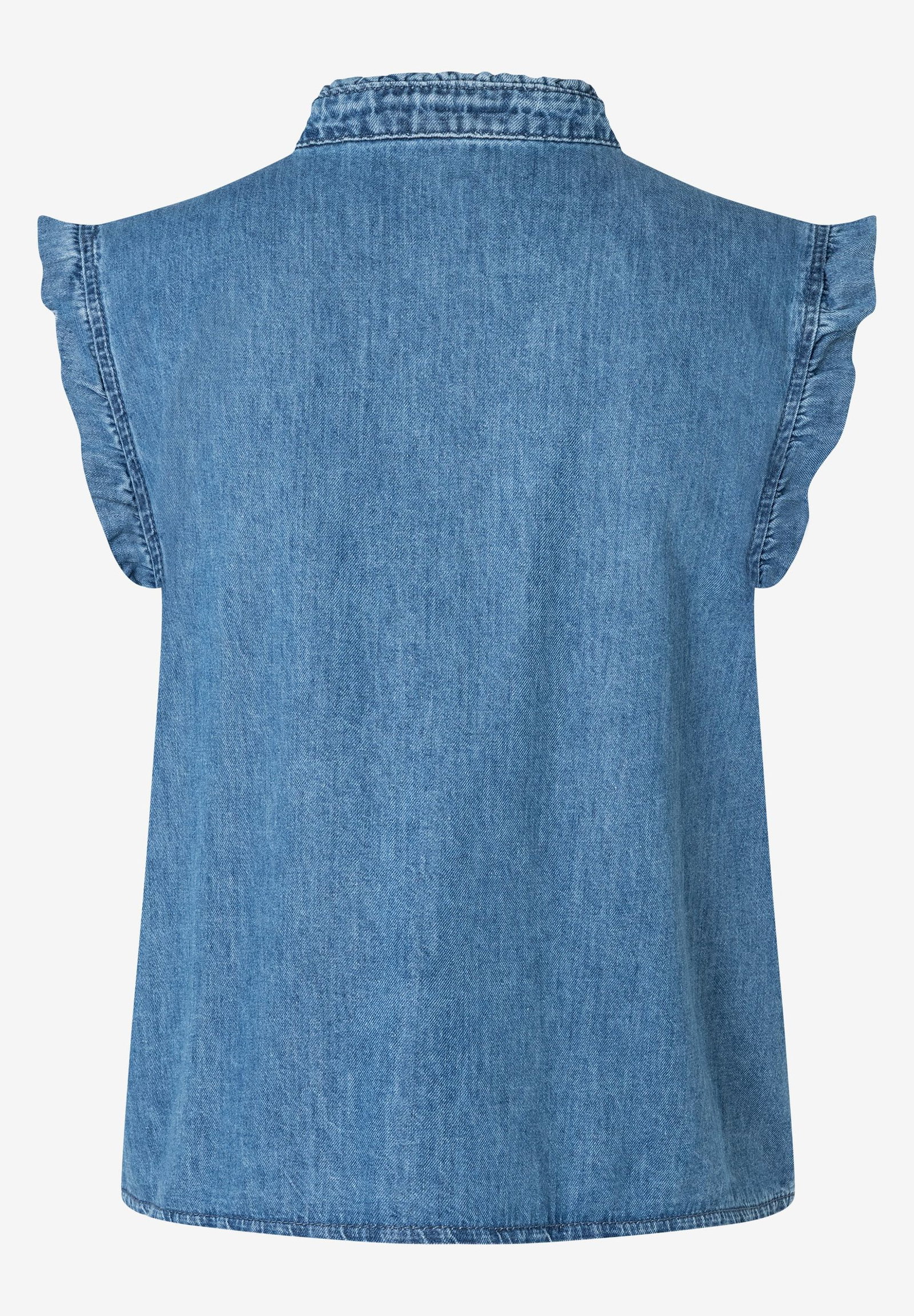 More & More |  Jeansbluse mit Rüschenärmeln | 36 | denim
