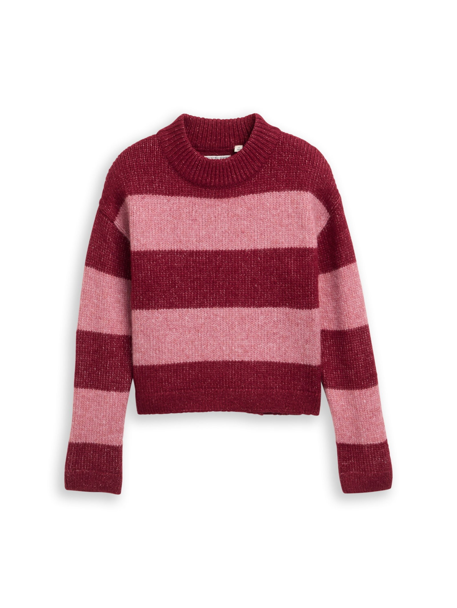 cropped striped pullover, burgundy pink block stripe #1