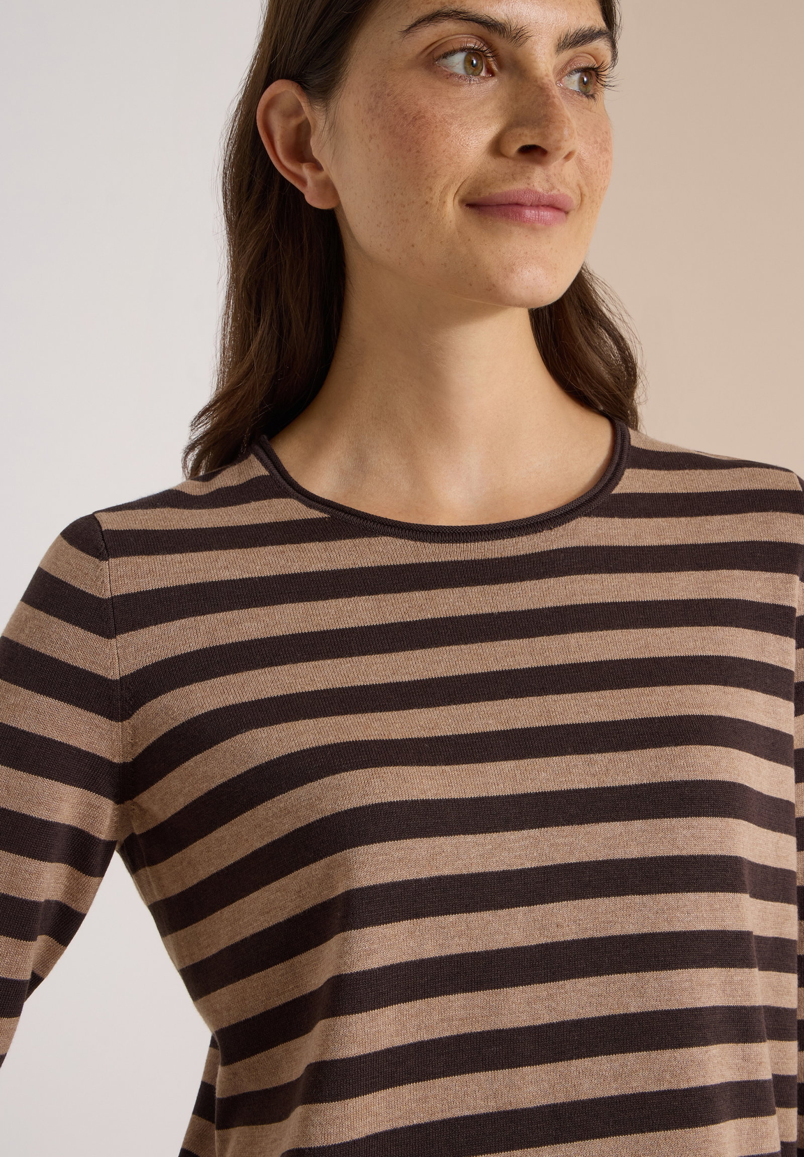 TOS_Striped Roundneck, truffle brown #6