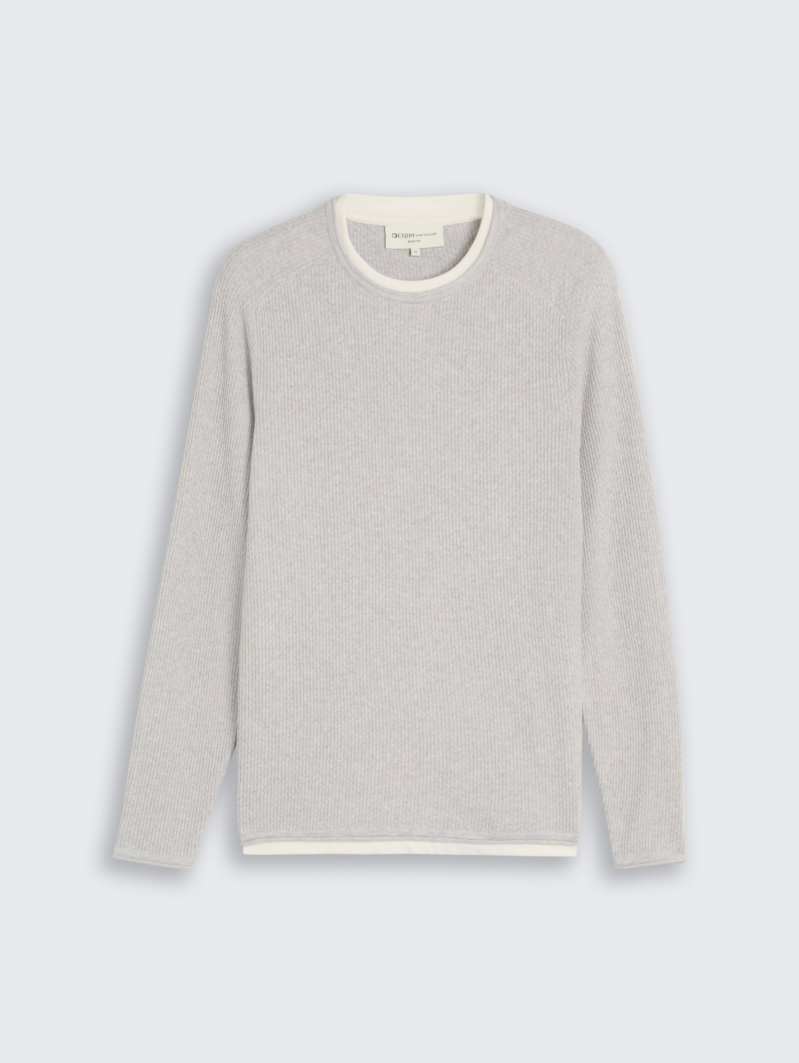 structured double layer knit, Light Stone Grey Melange #1