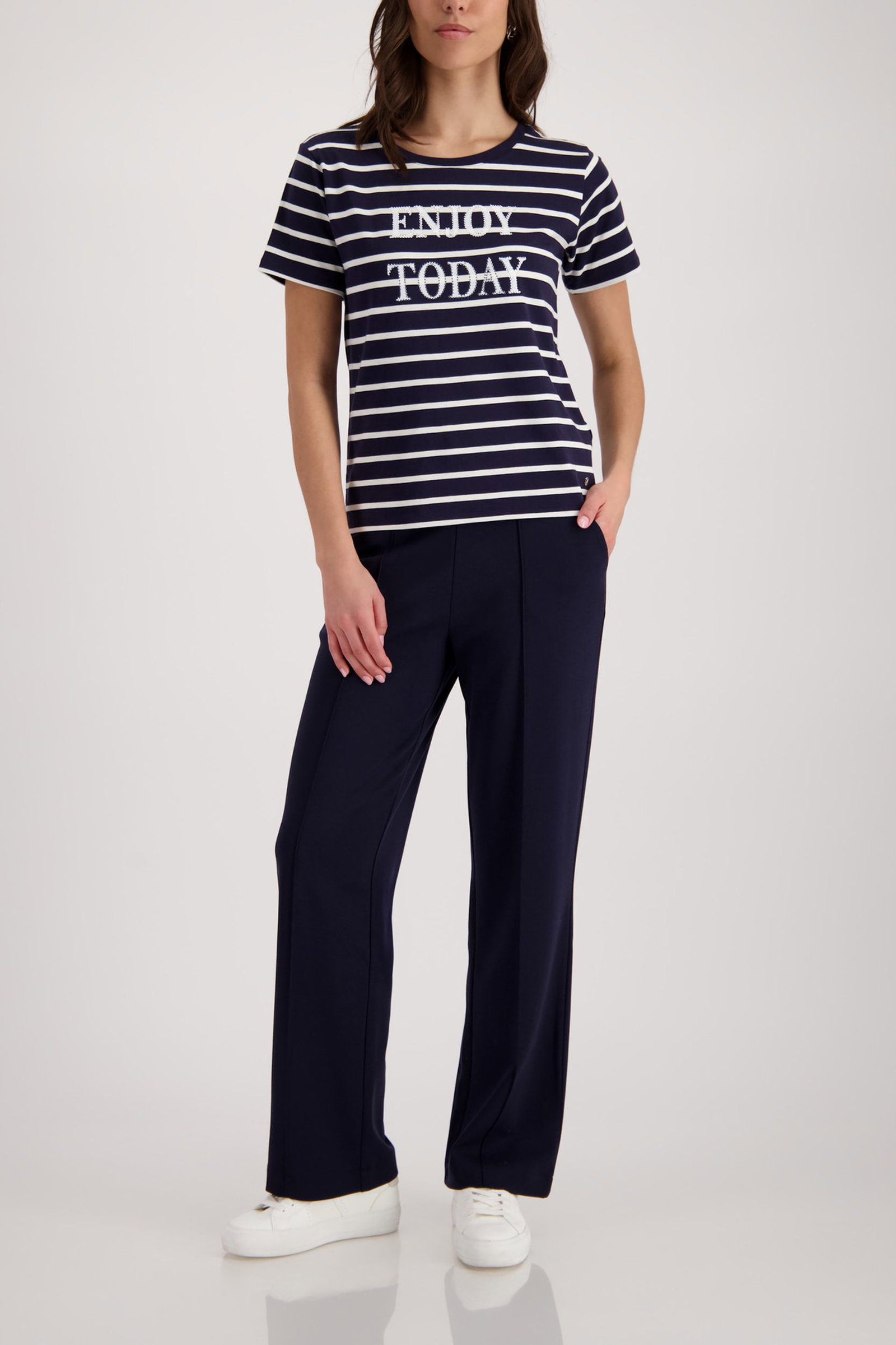 Monari |  T-Shirt, sea side ringel | 46