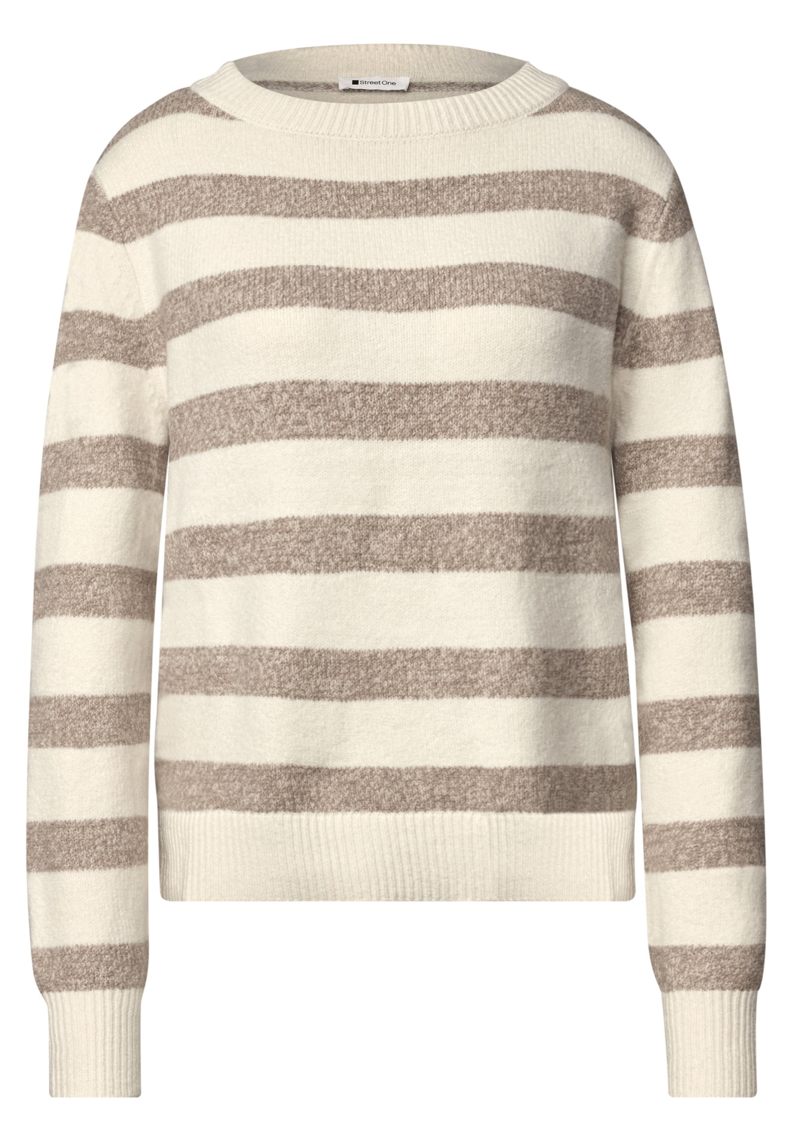 LTD QR_cosy striped sweater u-, pure beige #1