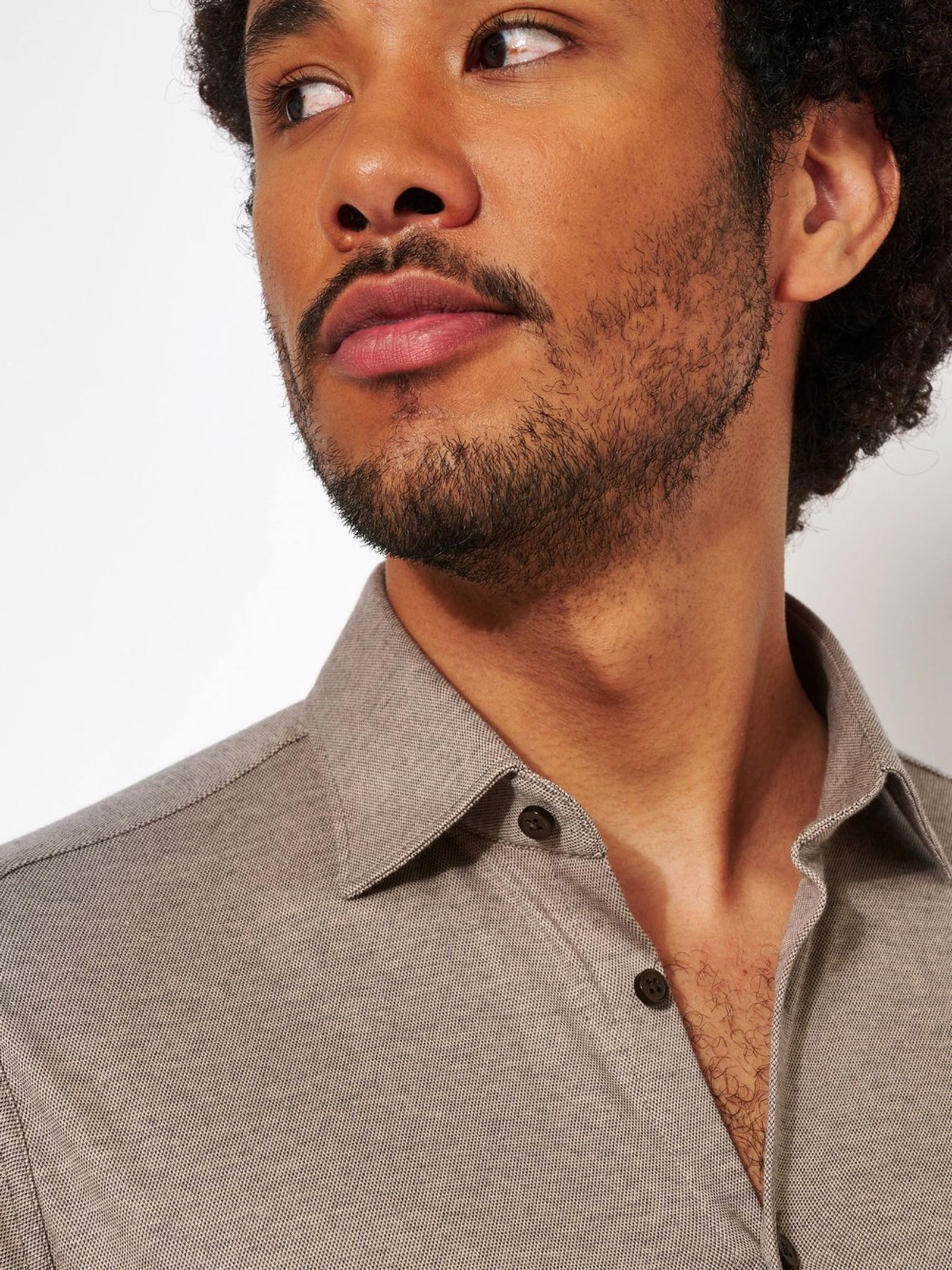 DESOTO |  DESOTO Hemd Slim Fit  | XL | light brown piqué