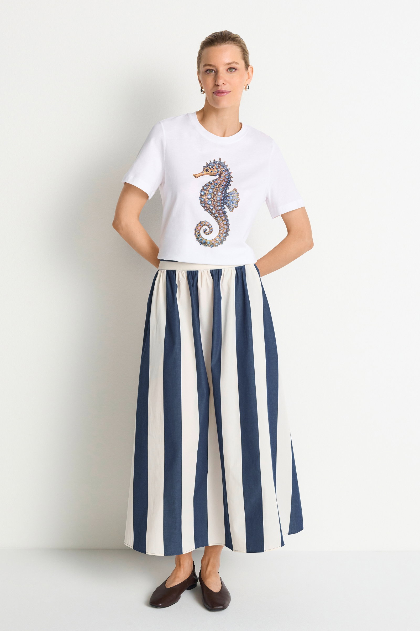 Elegant Fit T-Shirt Seahorse, white #2