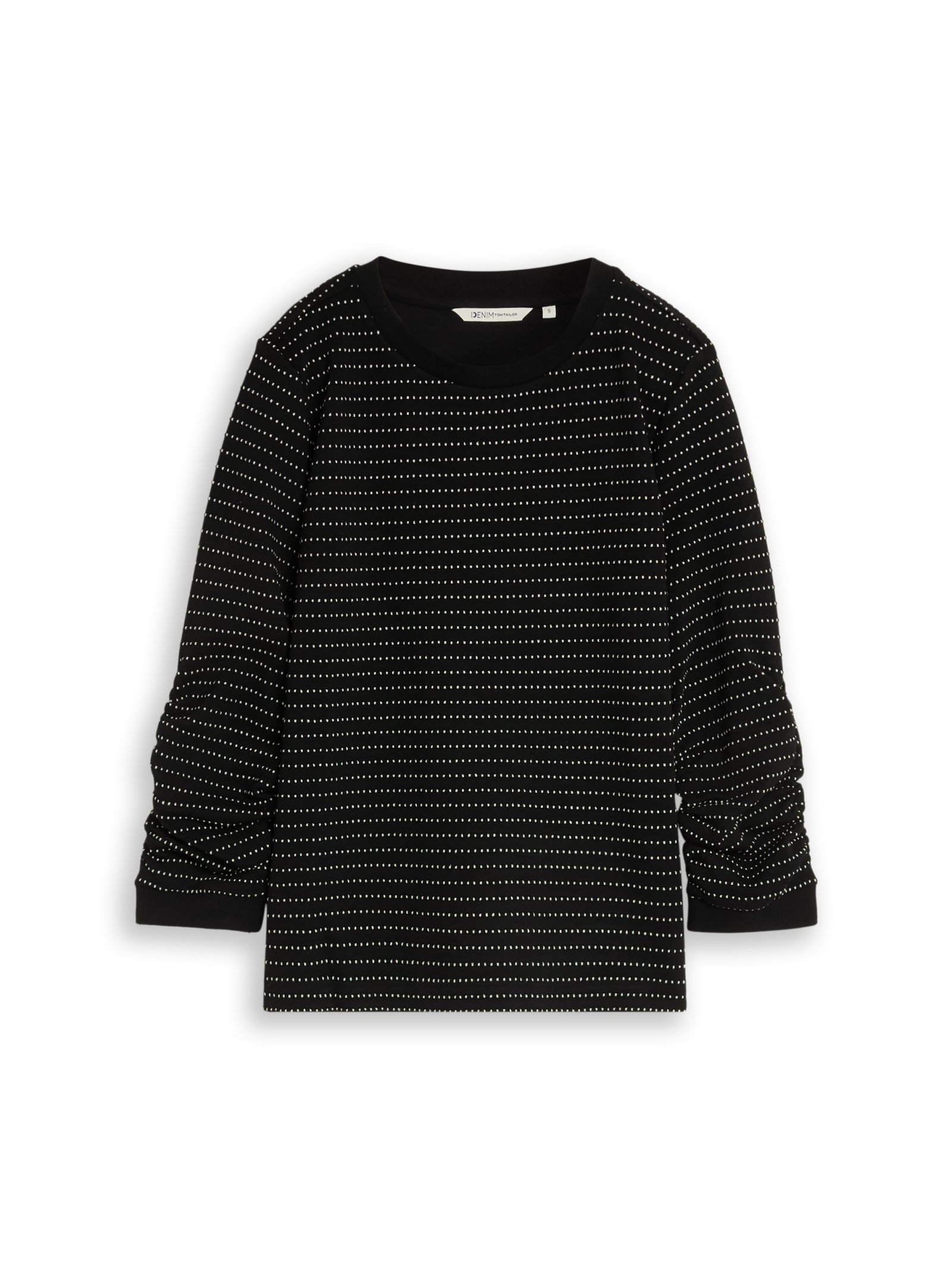 structure sweatshirt with gath, black white dotted stripe #1