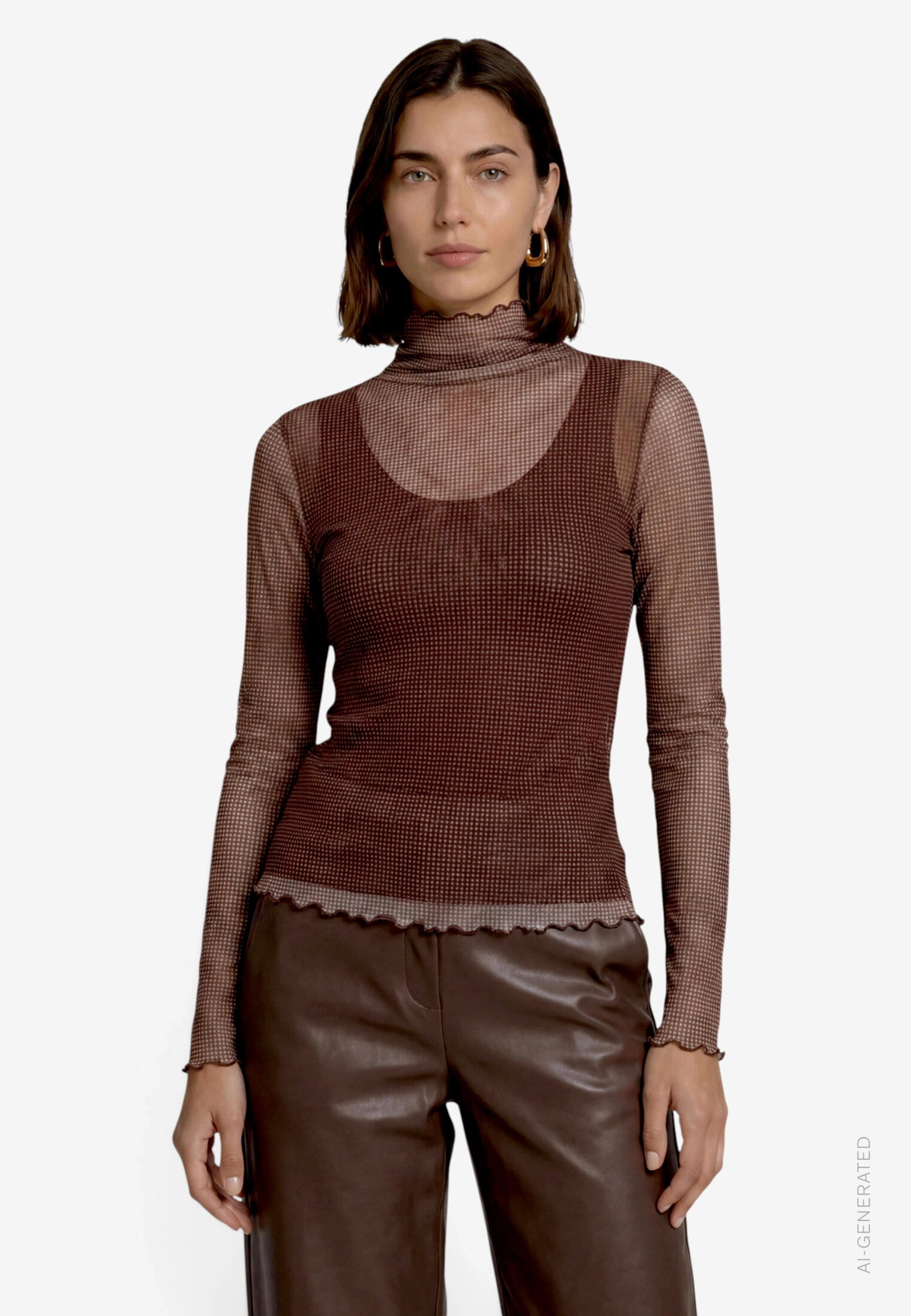 Shirt Kurz 1/1 Arm, Beige/Brown #2