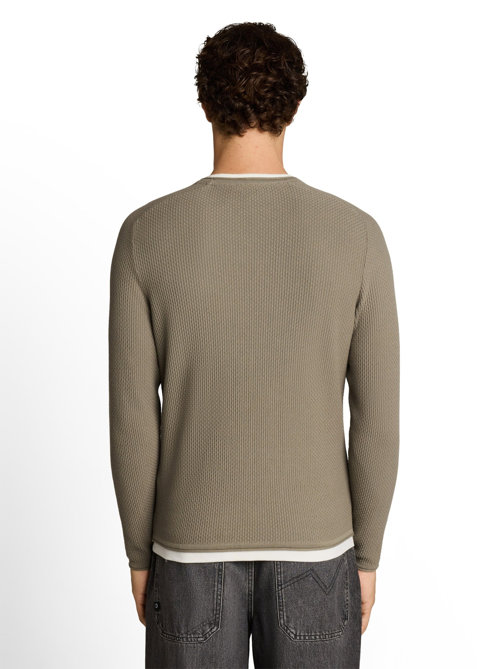 structured double layer knit, dark sage green #4
