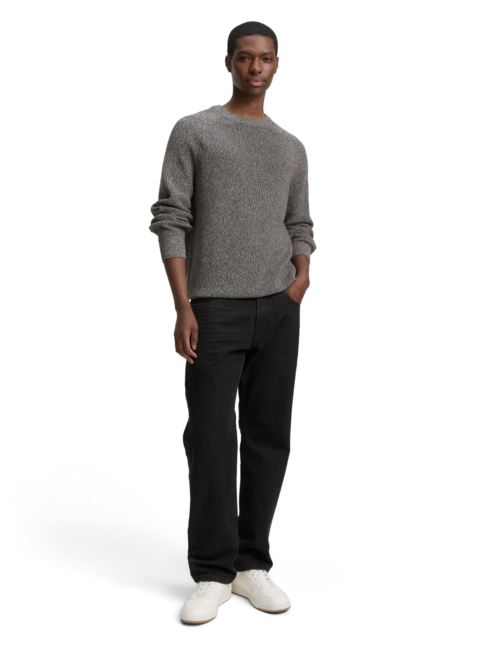 structured multi color crewnec, black salt and pepper mouline #3