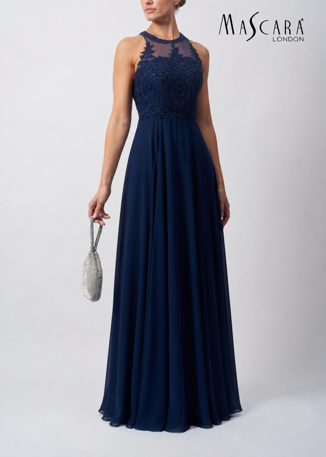 Mascara London langes Abendkleid double lace strap #1