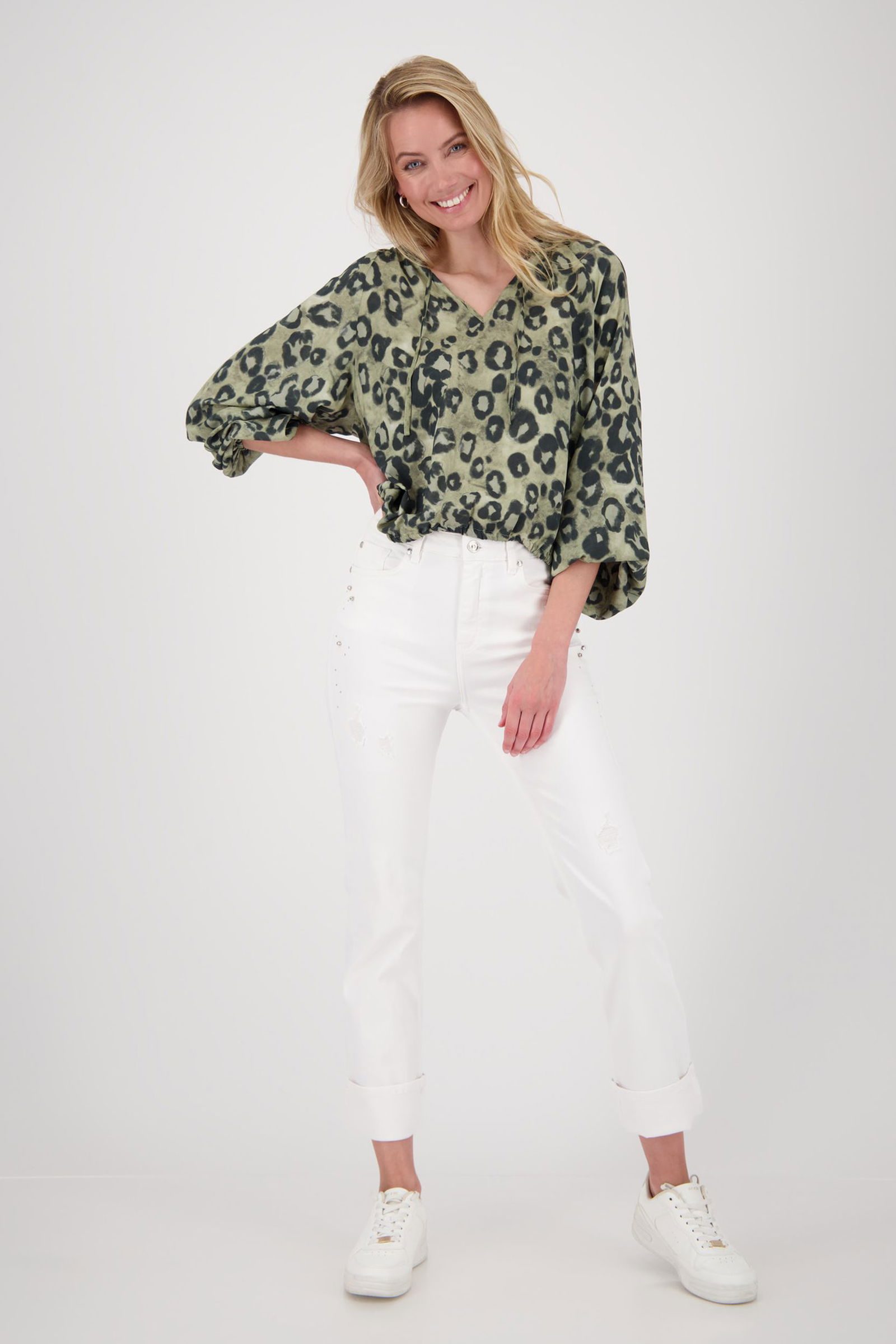 Monari | Monari Druckbluse | 38 | light khaki gemustert