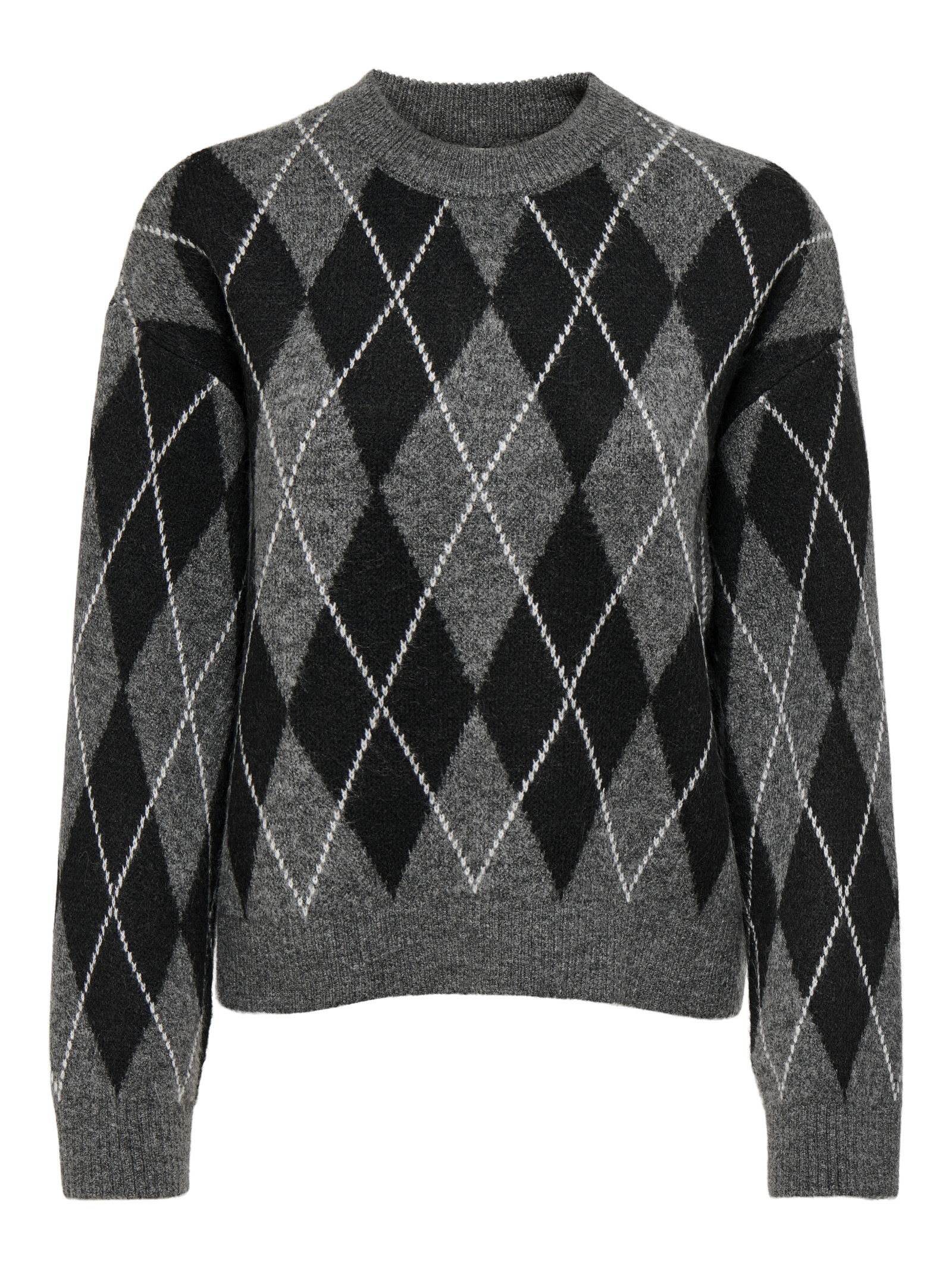 JDYBIANKA L/S ARGYLE PULLOVER KNT N, Dark Grey Melange/Argyle #1