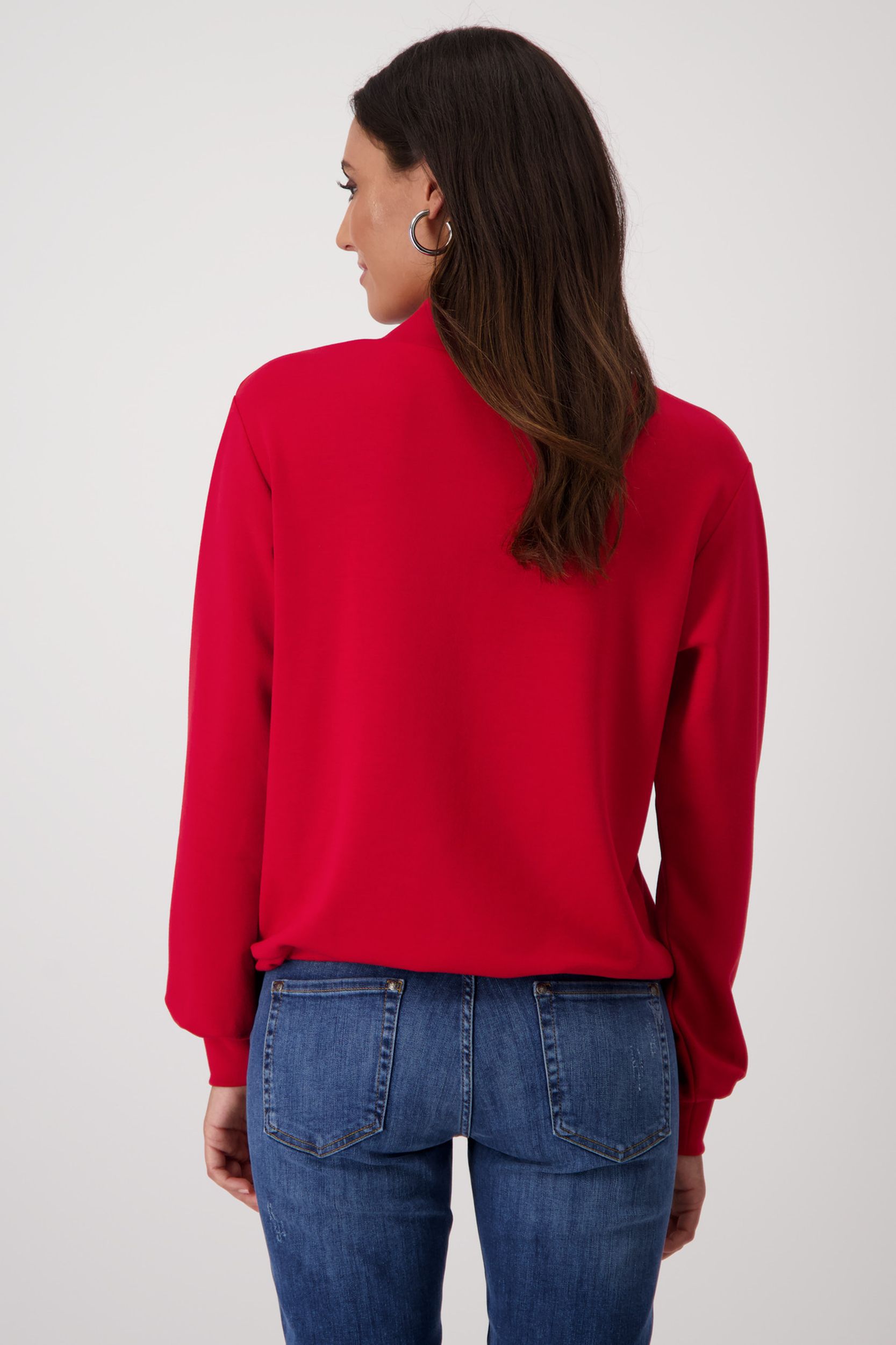 Monari |  Sweatshirt, dark purple | 36 | red lipstick