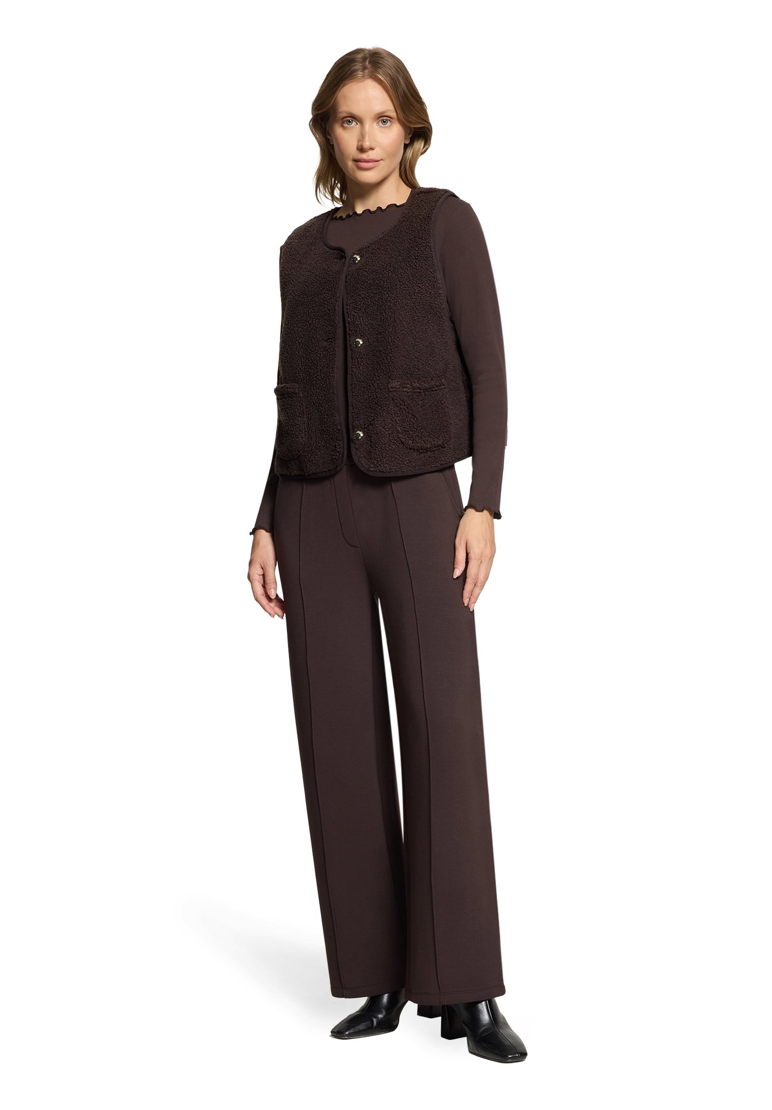 Sweat Jacke Kurz ohne Arm, Black Coffee #5