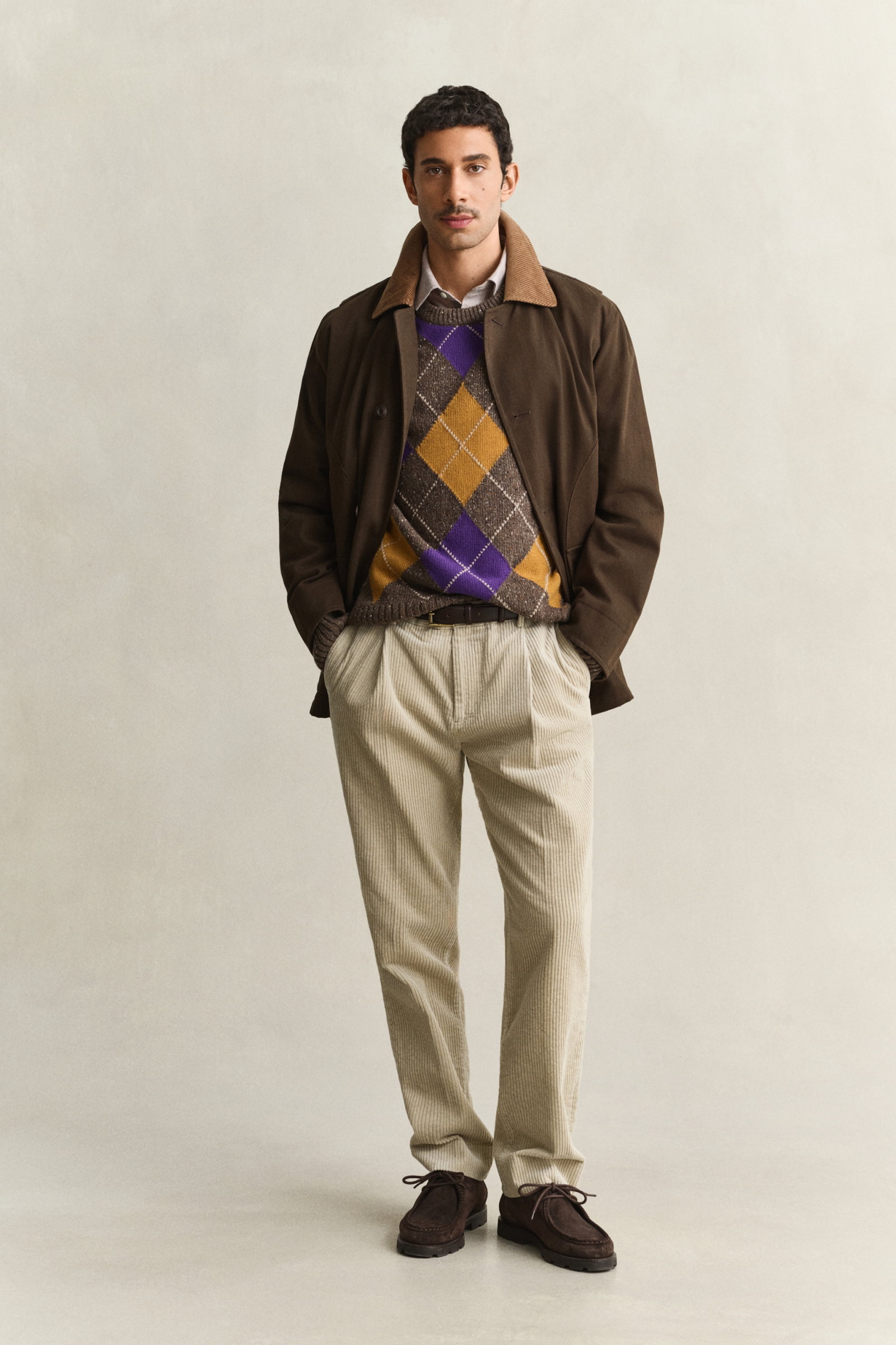 ARGYLE NEPS C-NECK, BROWN MELANGE #5