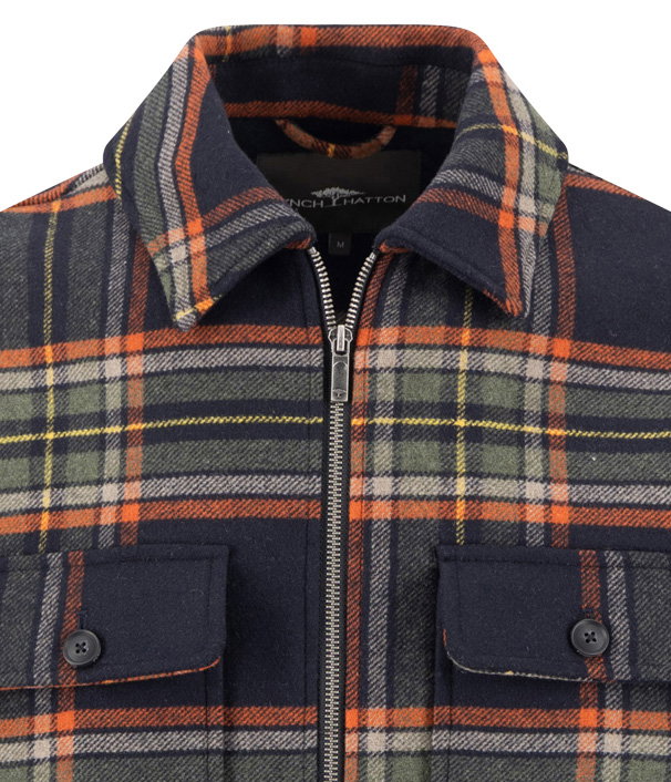 Wool check overshirt*RWS, dark navy #3