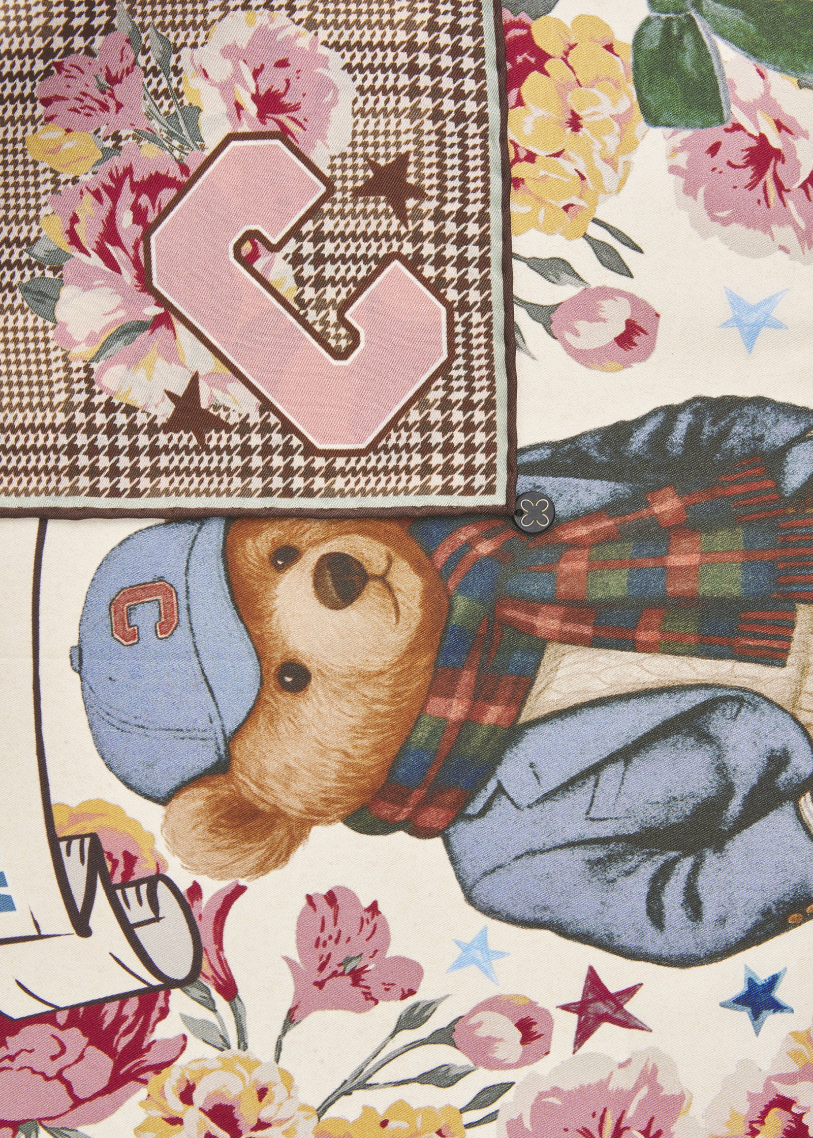 PRINTED NICKI SILK BEAR EDITION braun-53X53CM, braun #1