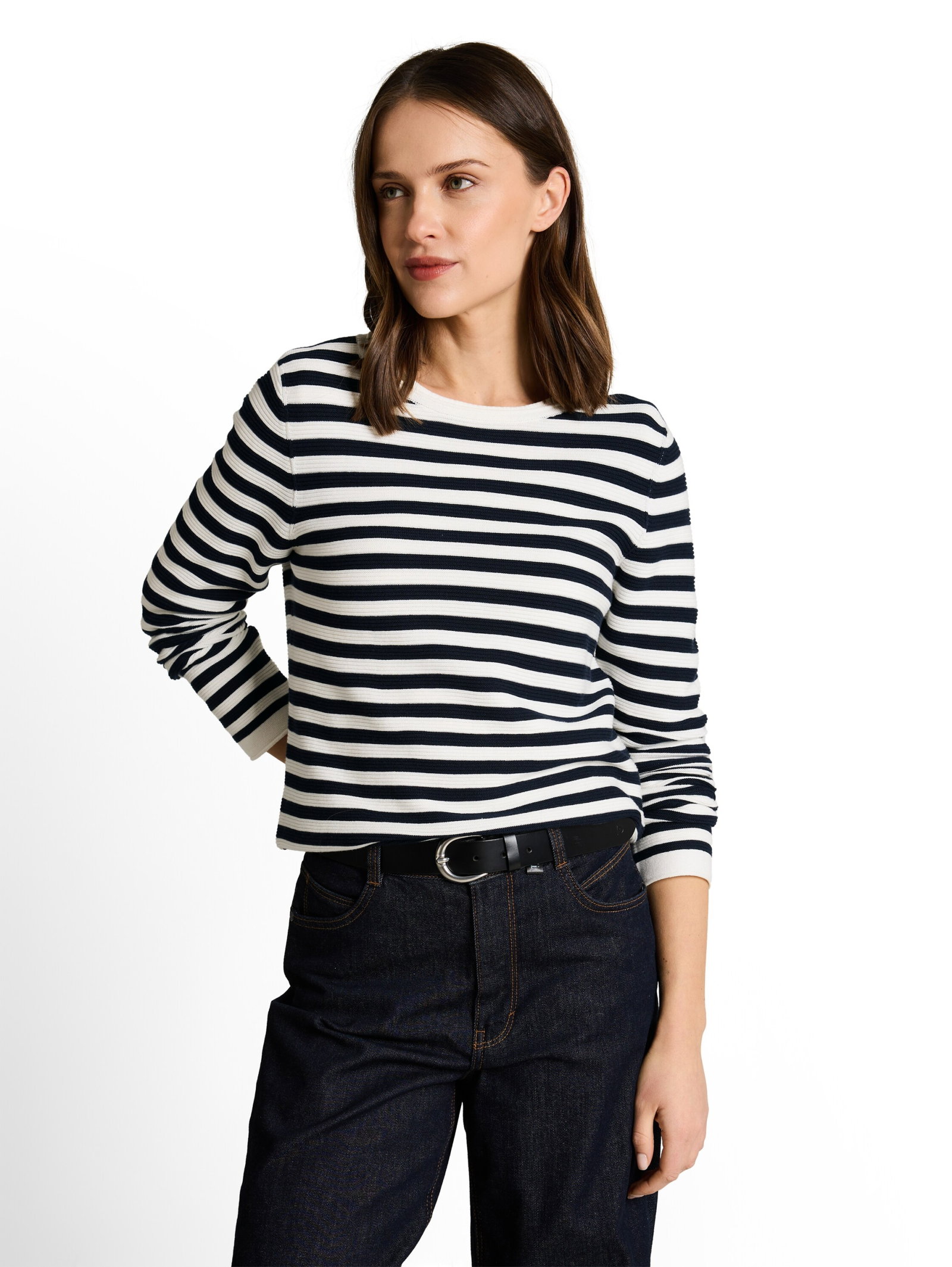 sweater new ottoman, dark navy white stripe #6