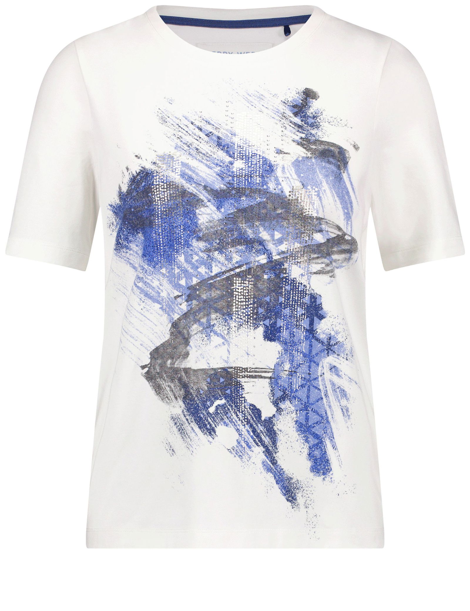 GERRY WEBER Collection | T-Shirt mit abstraktem Frontprint | 48 | off white/blue placem.foil