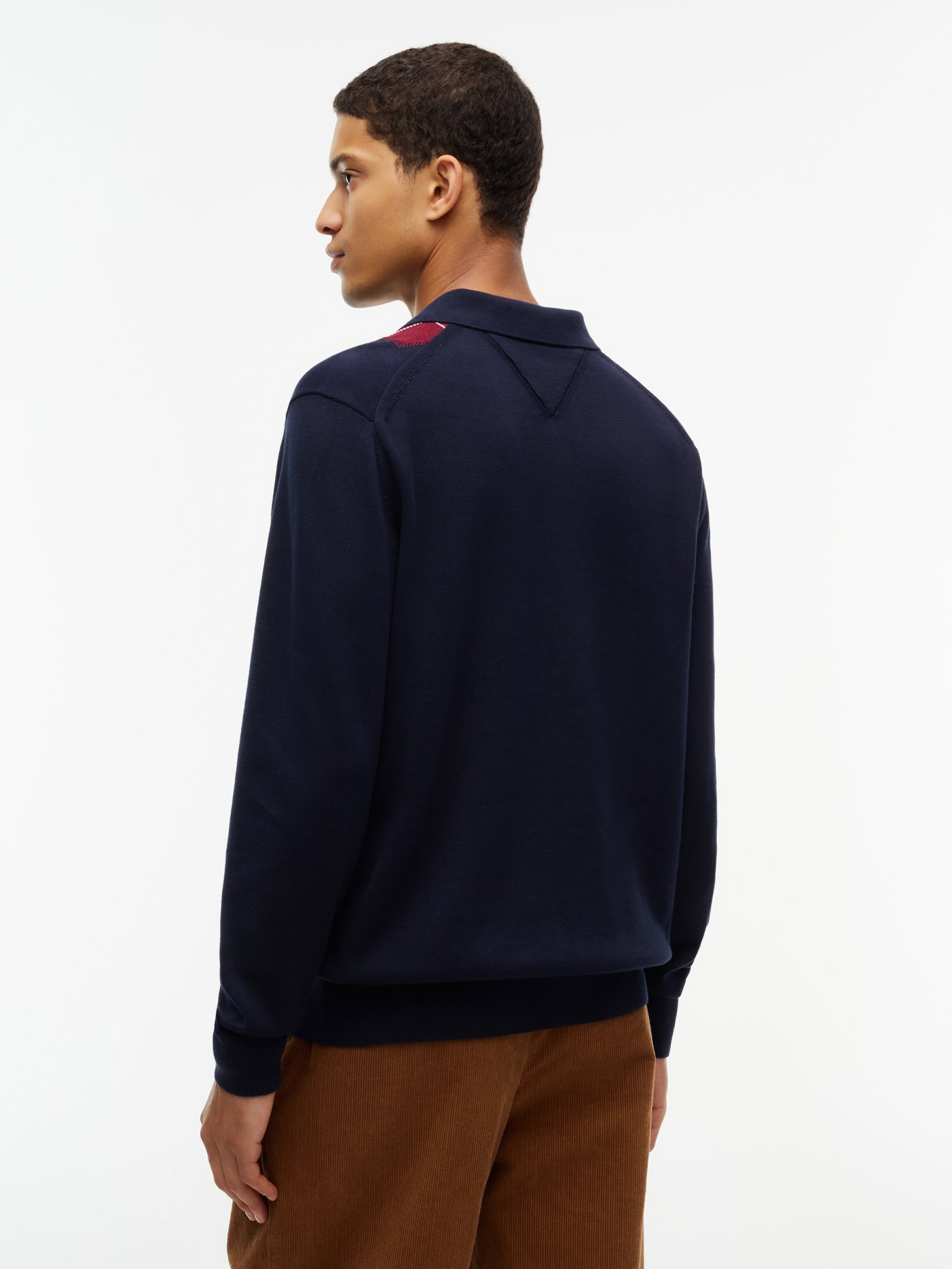 PLACED ARGYLE LS POLO, BLUE #4