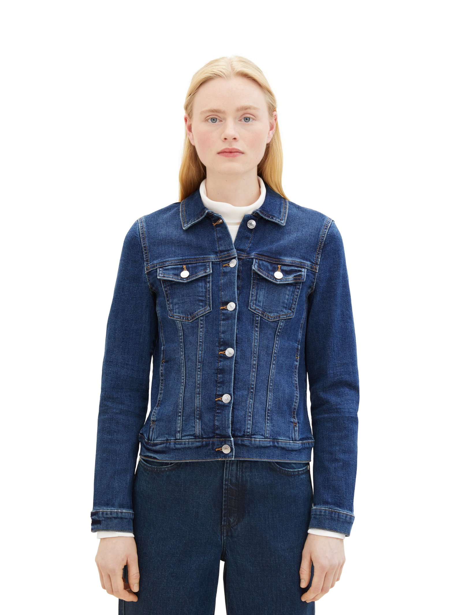 easy denim jacket, Used Mid Stone Blue Denim #6