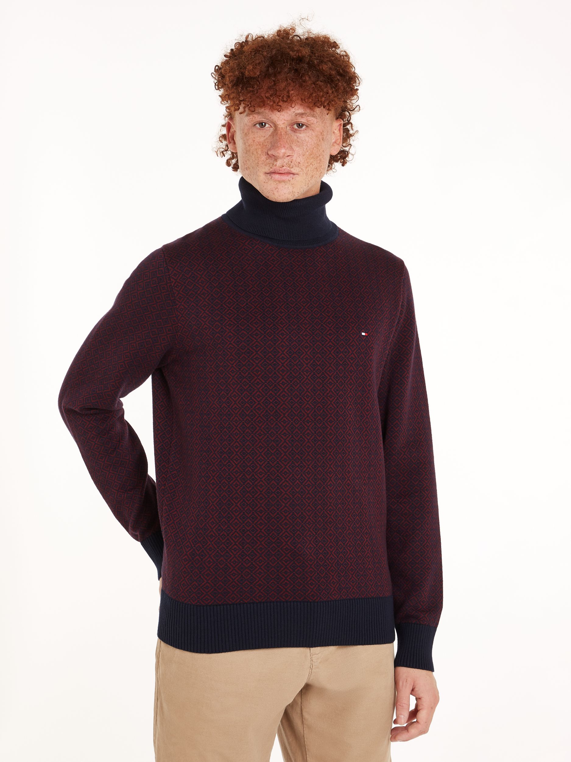 Tommy Hilfiger |  Tommy Hilfiger Rollkragenpullover  | L | rouge/desert sky mouline