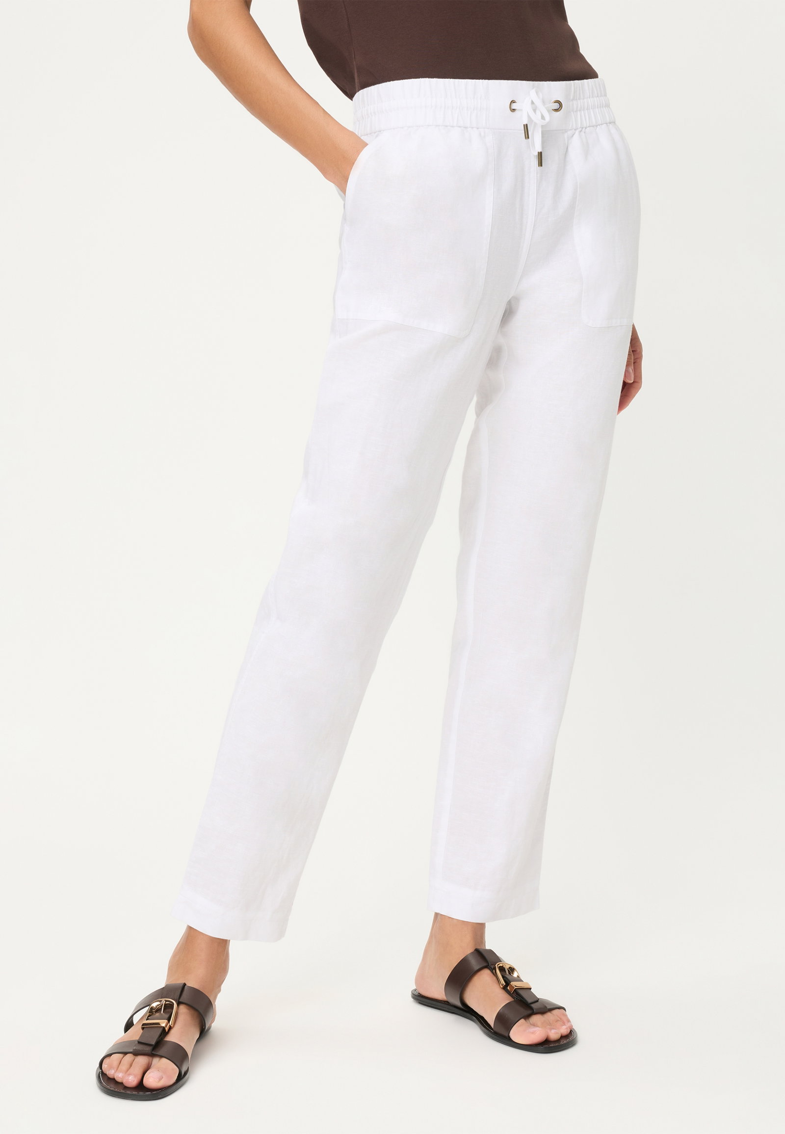 Trousers Casual Cropped, White #3