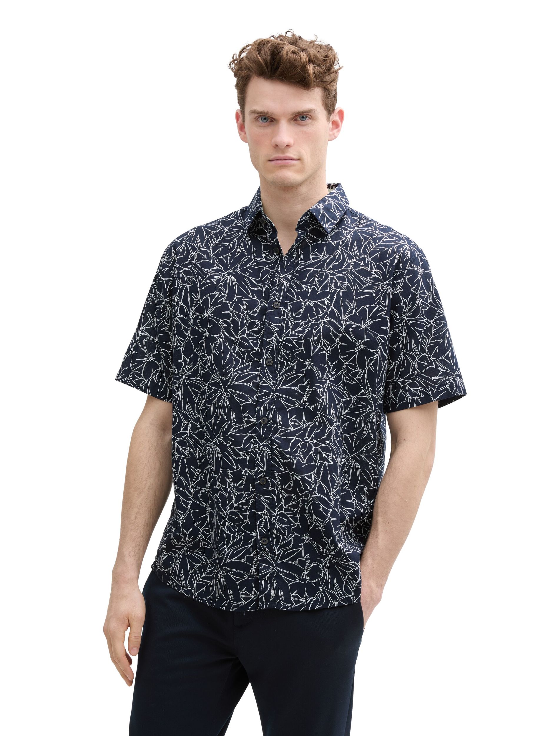 Tom Tailor |  Tom Tailor Hemd Slim Fit  | XL | navy outline flower design