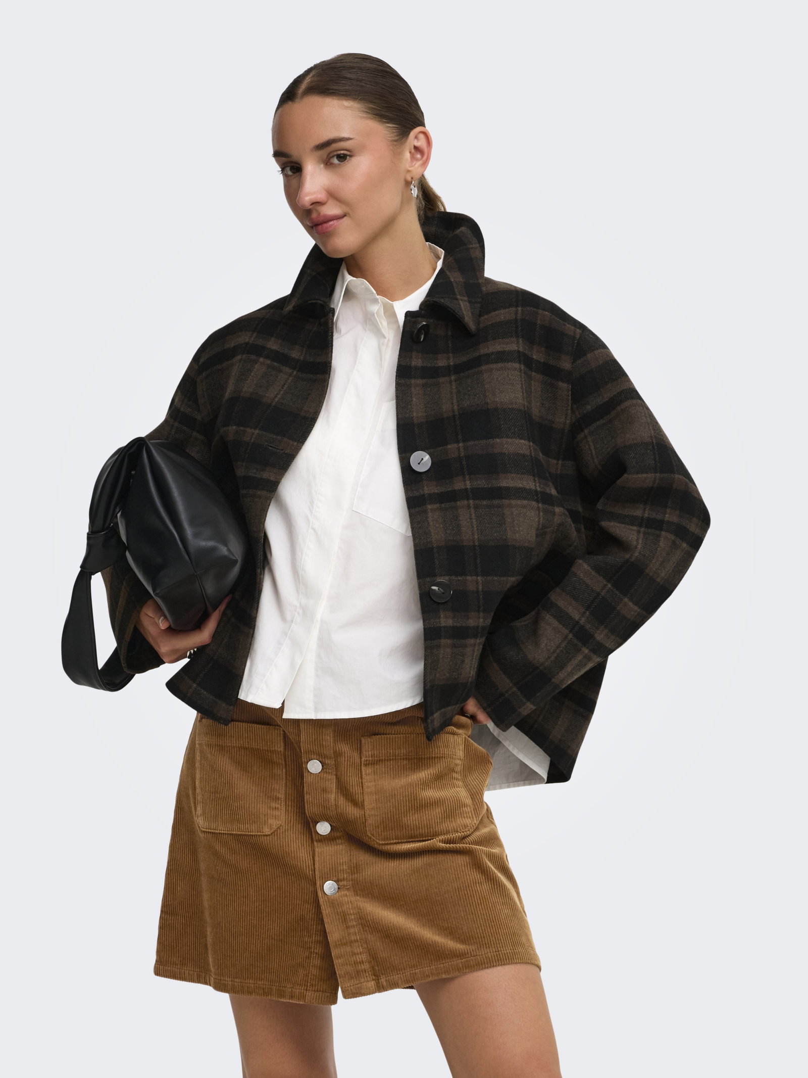 JDYASTRID CHECK SHORT JACKET OTW HA, Chocolate Brown/BLACK - TOFFEE #4